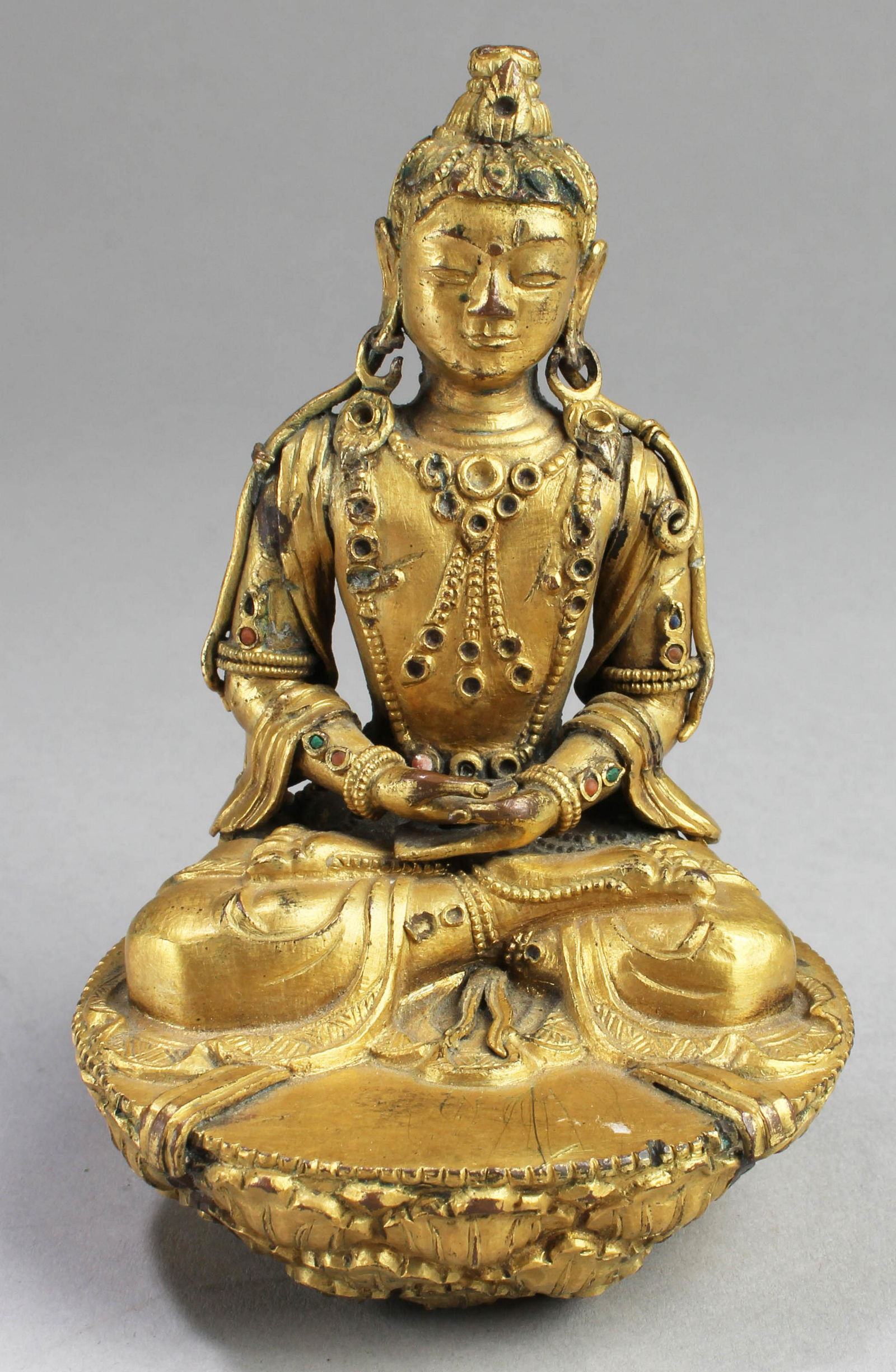 Antique Chinese Gilt Bronze Bodhisattva Statue (1 of 3)