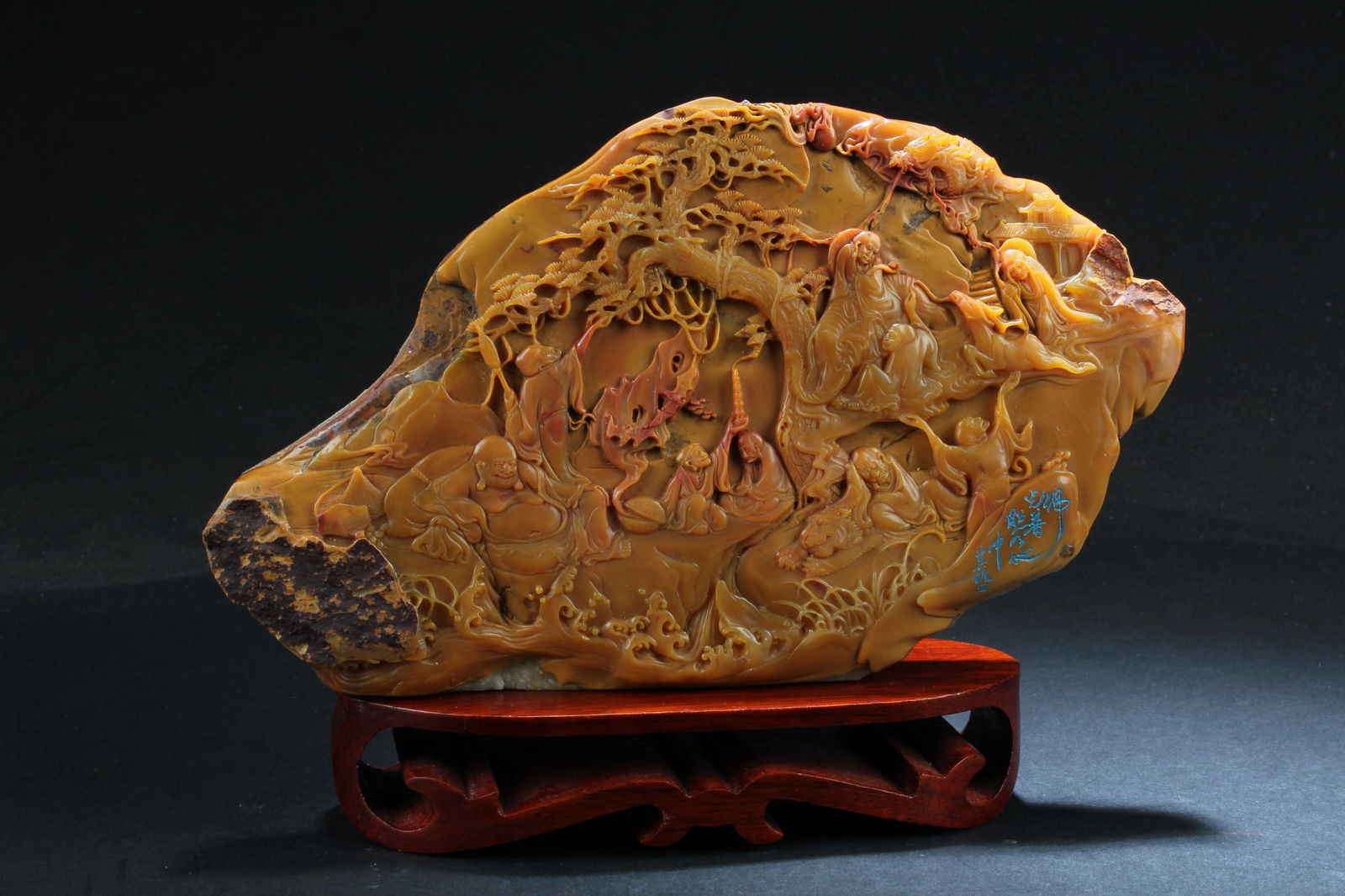 A Chinese Stone Ornament with Wooden Stand (1 of 2)