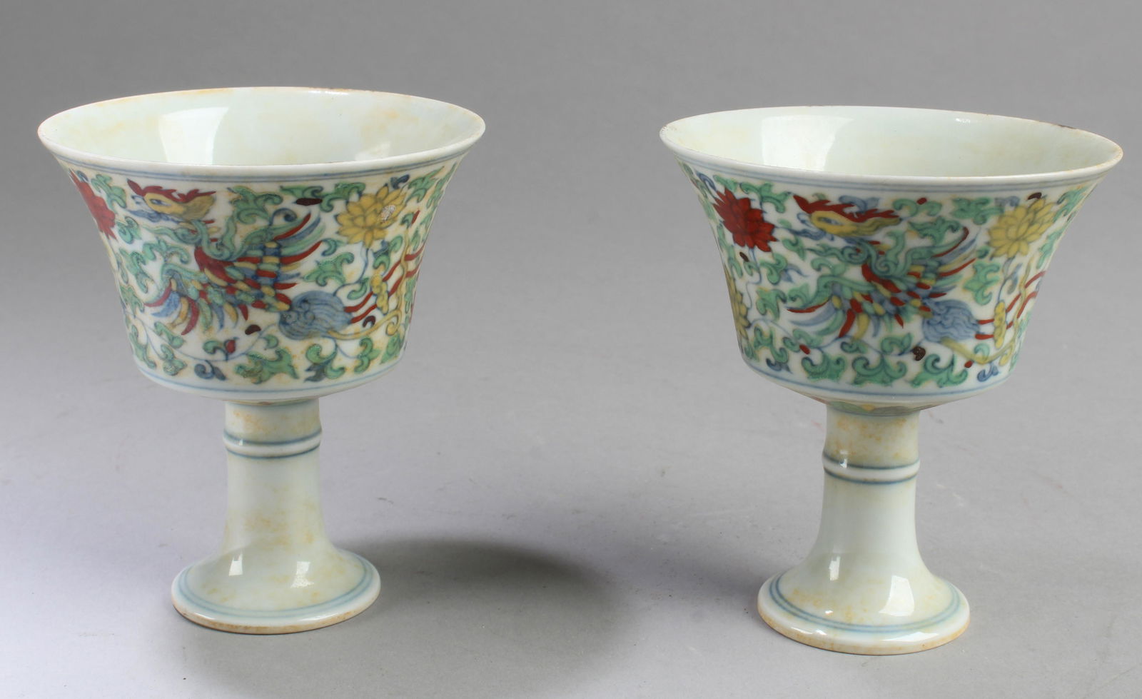 A Pair of Chinese Porcelain Stem Cups (1 of 3)