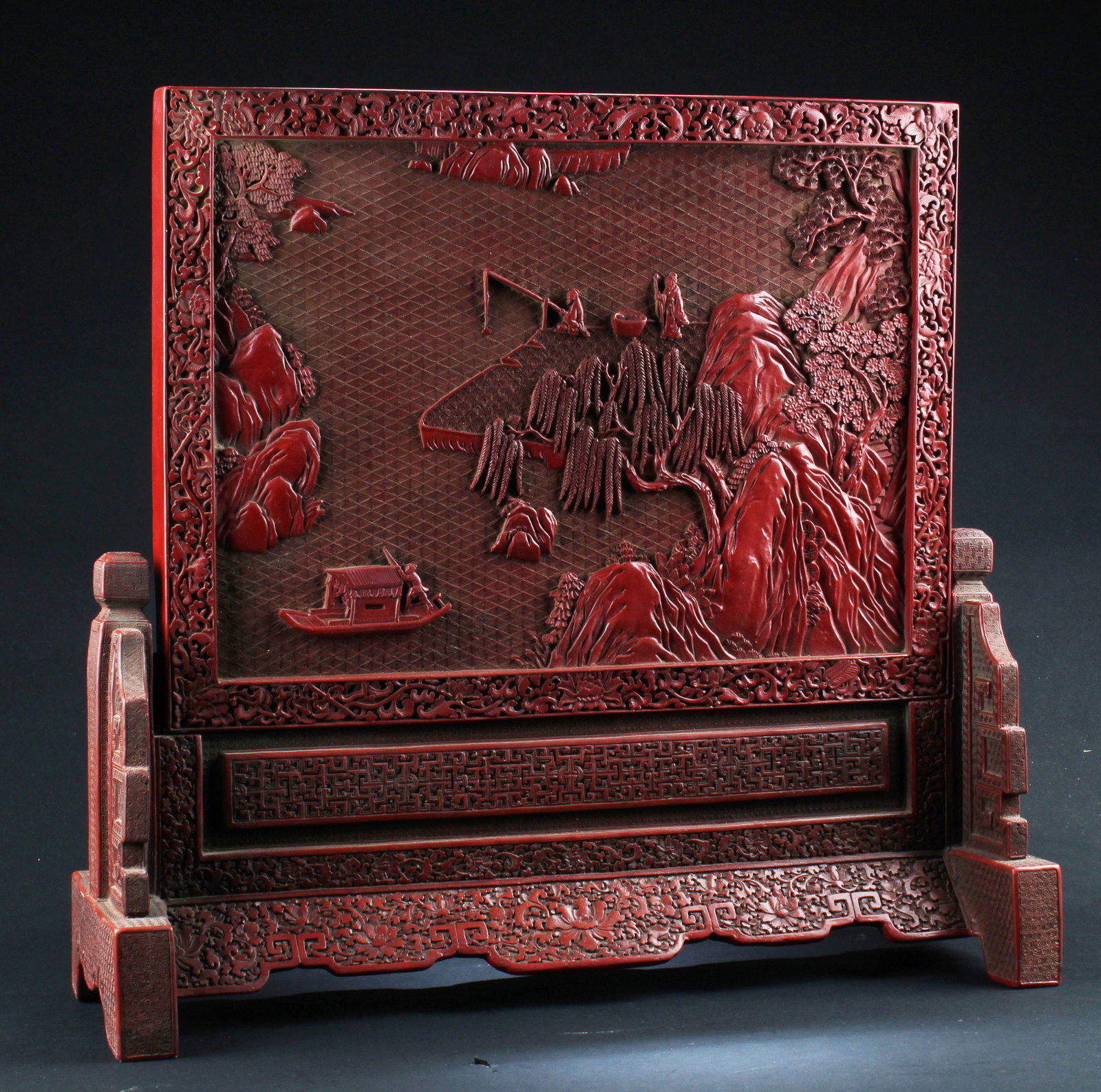Chinese Cinnabar Lacquer Table Screen (1 of 2)