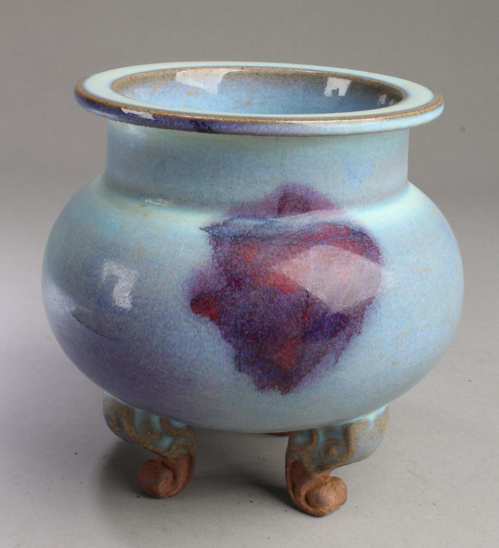 Chinese Junyao Tripod Porcelain Censer (1 of 5)