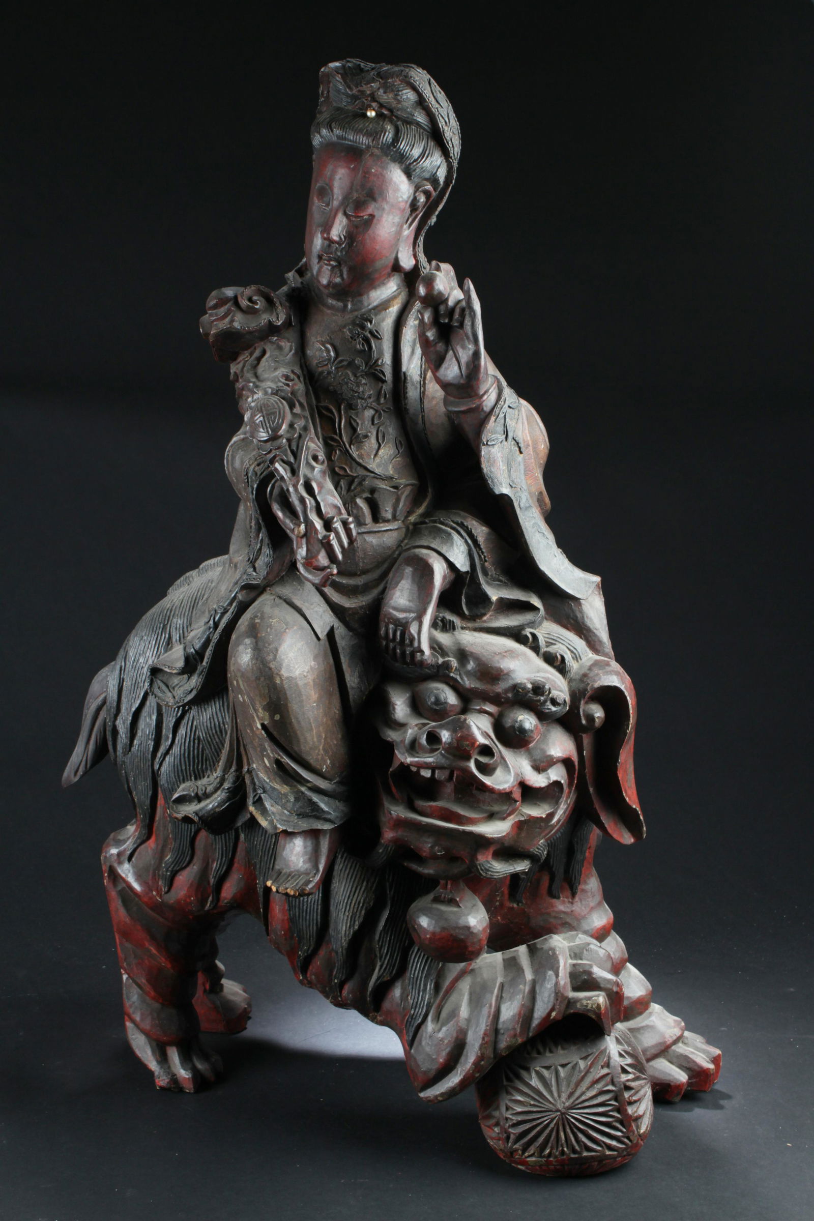 Antique Chinese Carved Wood Buddha (1 of 4)