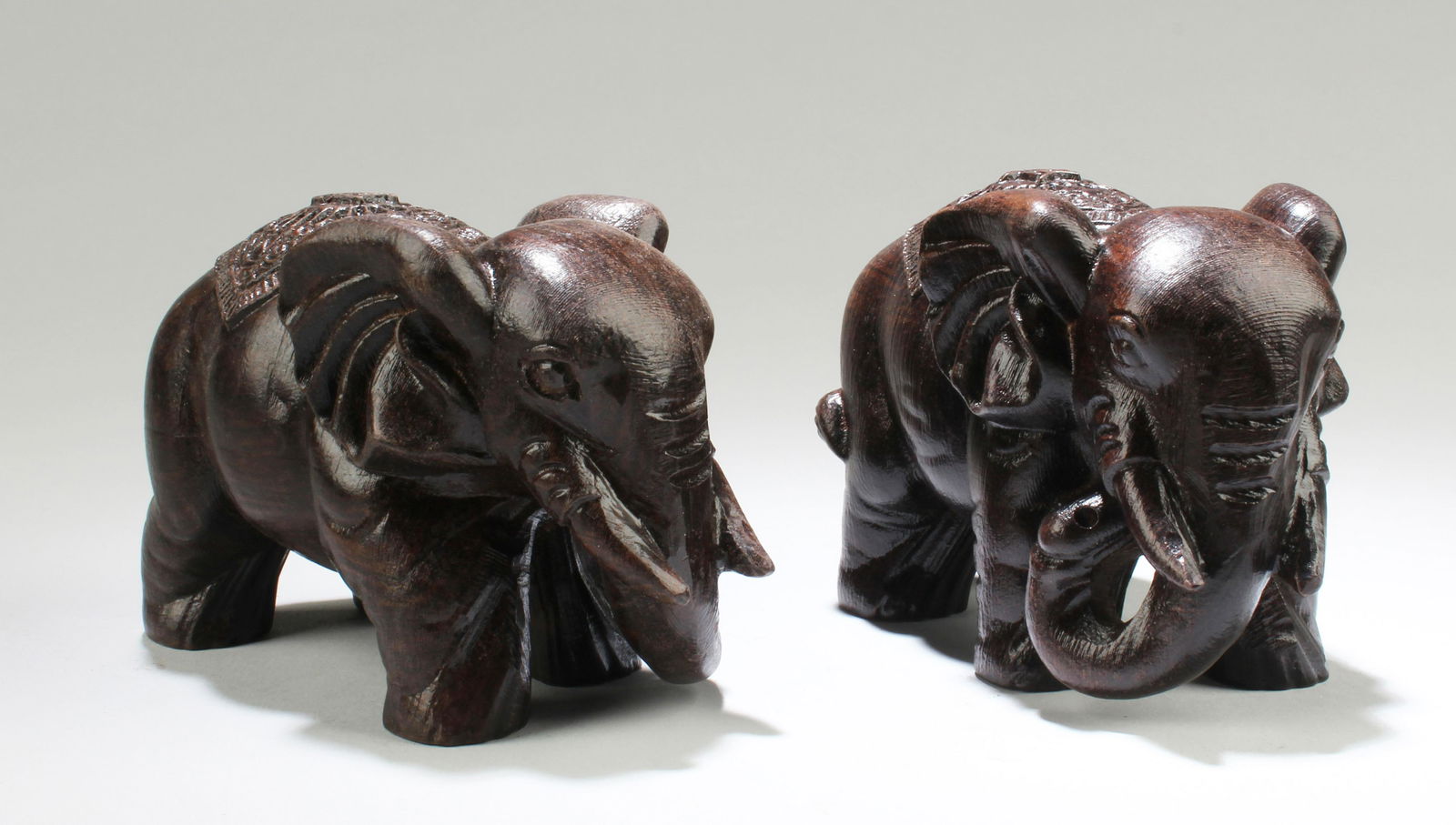 A Pair of Chinese Hardwood Carved Elephant Statues (1 of 2)