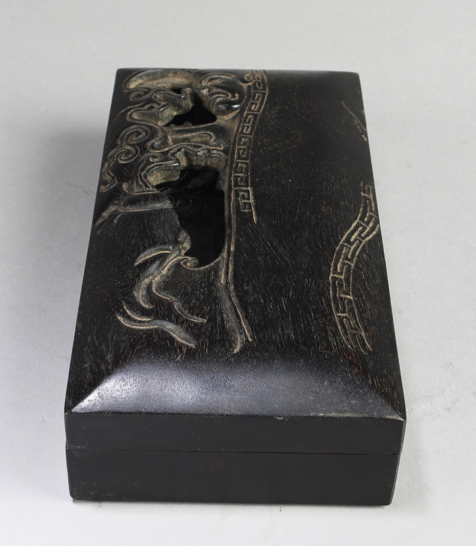 Chinese Hardwood (Possibly Zitan) Inkstone with Cover: Chinese Hardwood (Possibly Zitan) Inkstone with Cover. LengthL 6.75" Width: 3.5" Height: 1.5"