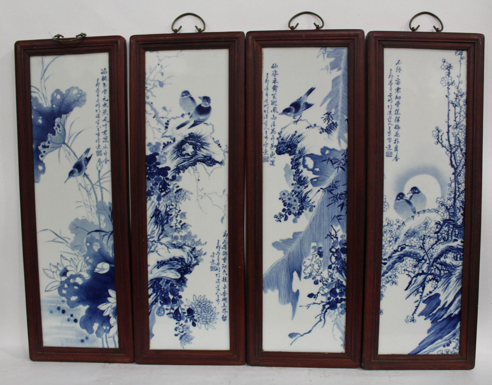 A Group of Four Hardwood Framed Porcelain Plaque (1 of 8)
