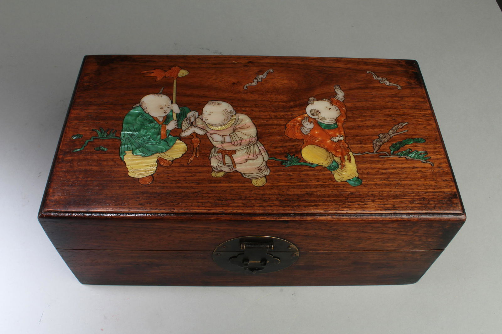 Chinese Hardwood Box with Mother Pearl Inlay (1 of 4)