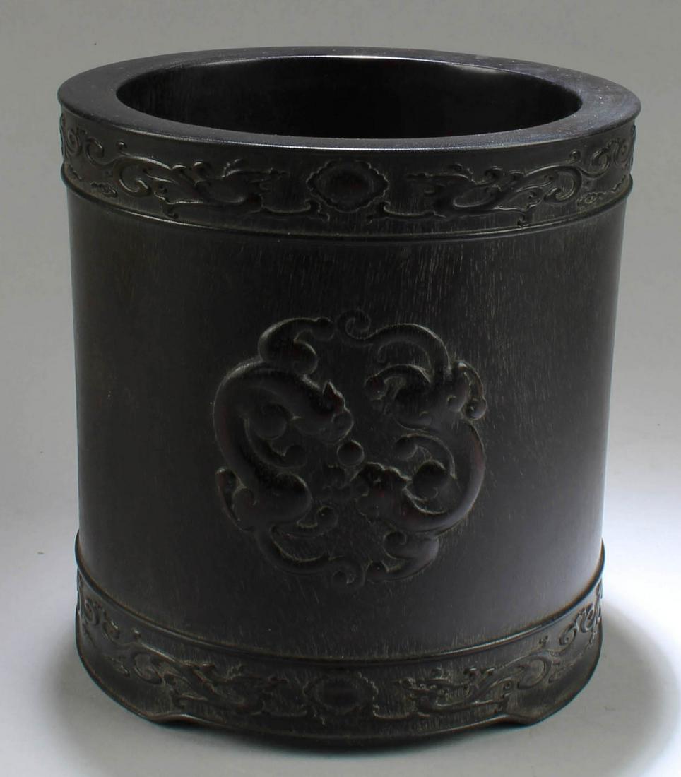 Chinese Hardwood Brushpot (1 of 2)