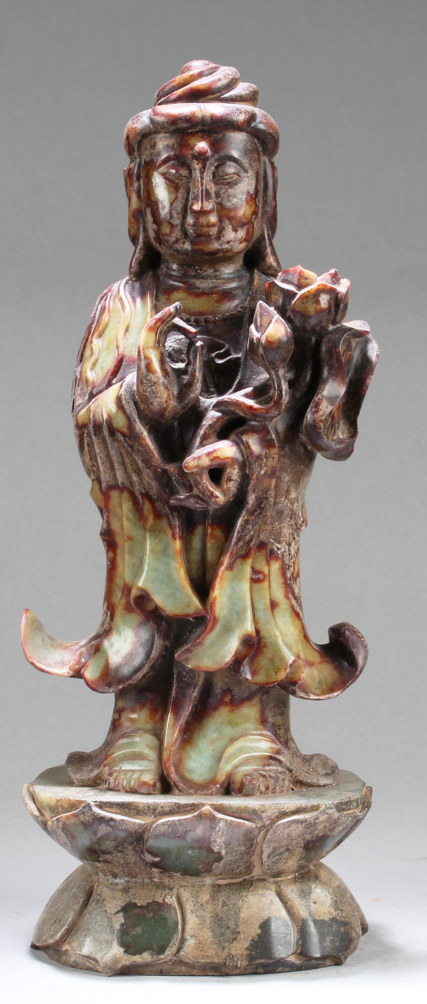 Chinese Jade Carved Bodhisattva Statue (1 of 3)