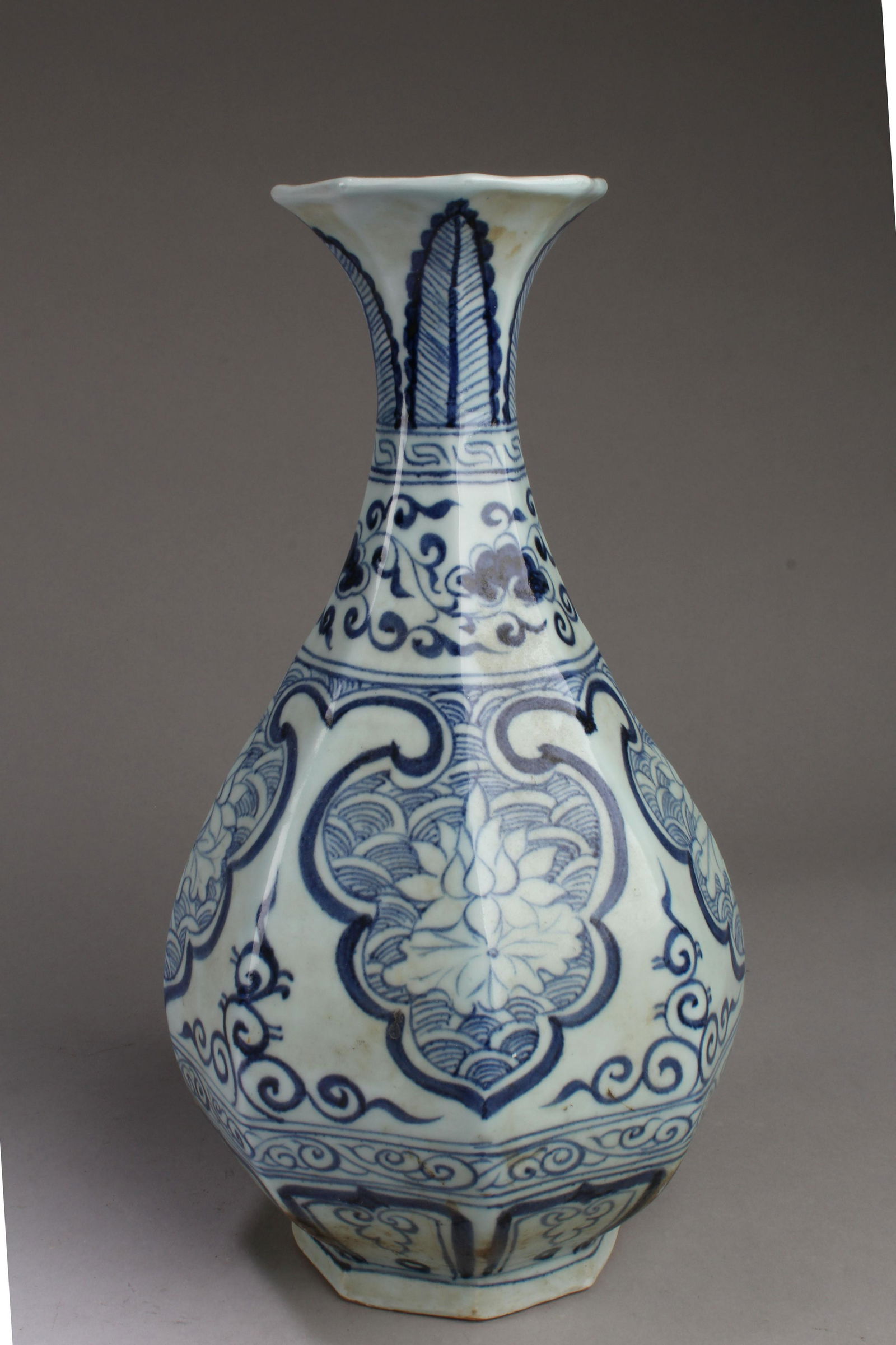 Chinese Octagonal Shaped Blue & White Porcelain Vase (1 of 6)