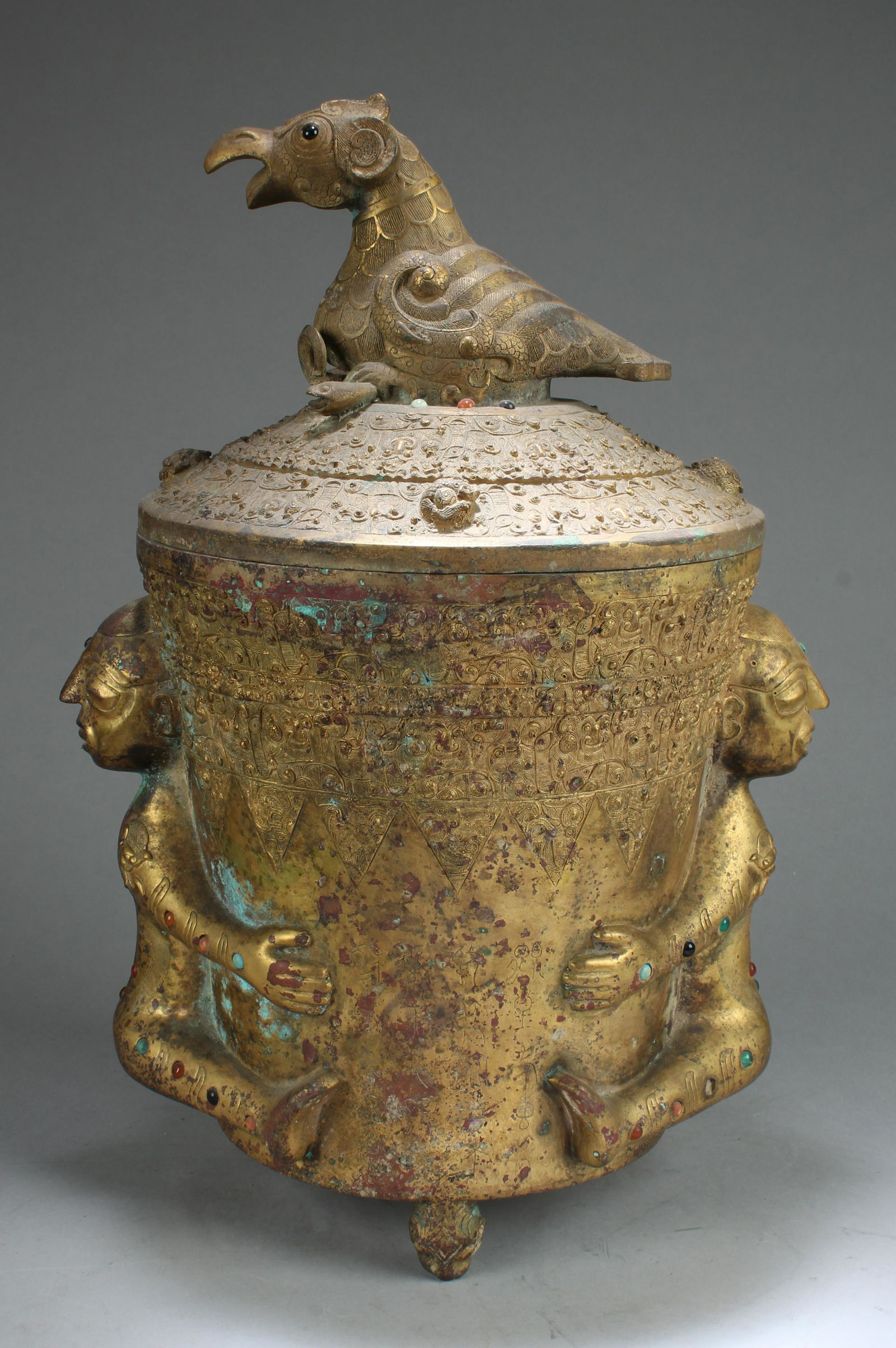 A Gilt Bronze Round Tripod Container (1 of 6)