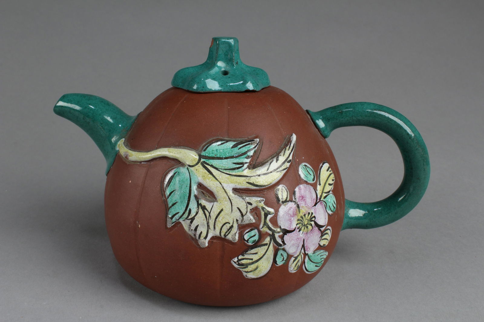 Chinese Zisha Teapot: Chinese Zisha Teapot. Length: 7.25"