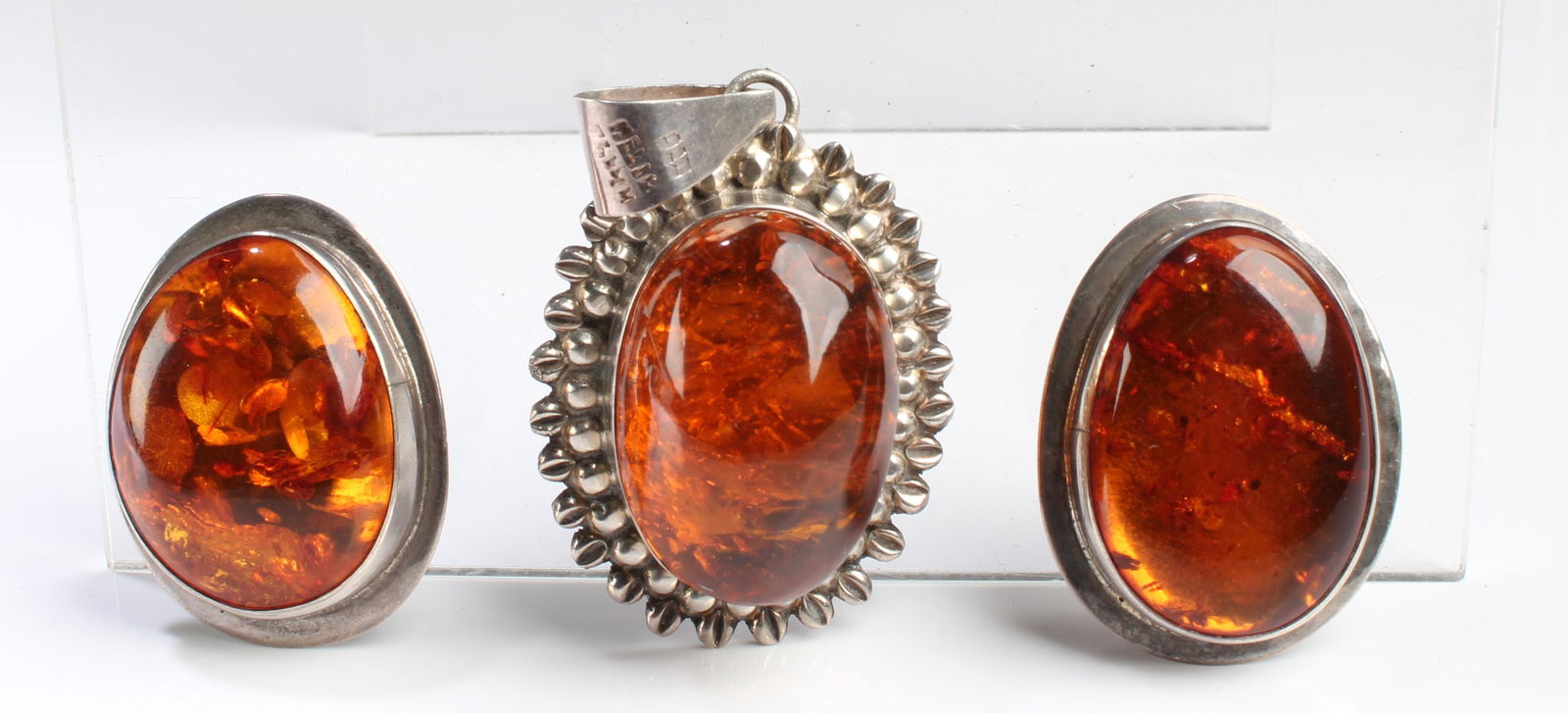 A Pair of Antique Amber Earrings and one Amber Pendant (1 of 4)