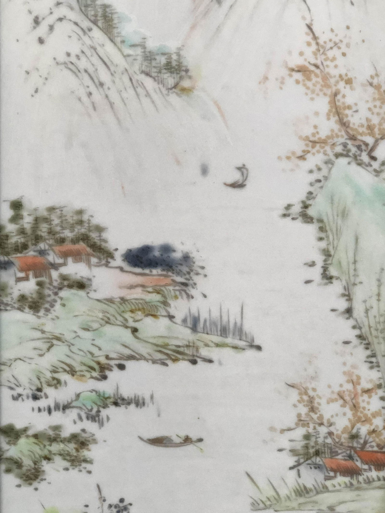 A Group of Four Hardwood Framed Porcelain Painting (1 of 10)