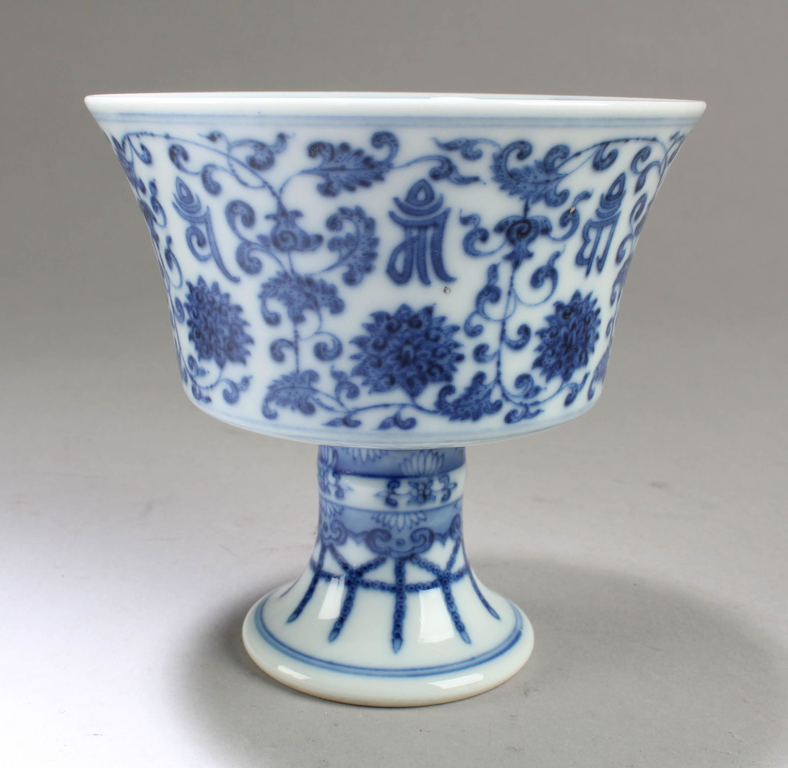 Chinese Blue & White Porcelain Stem Cup (1 of 4)
