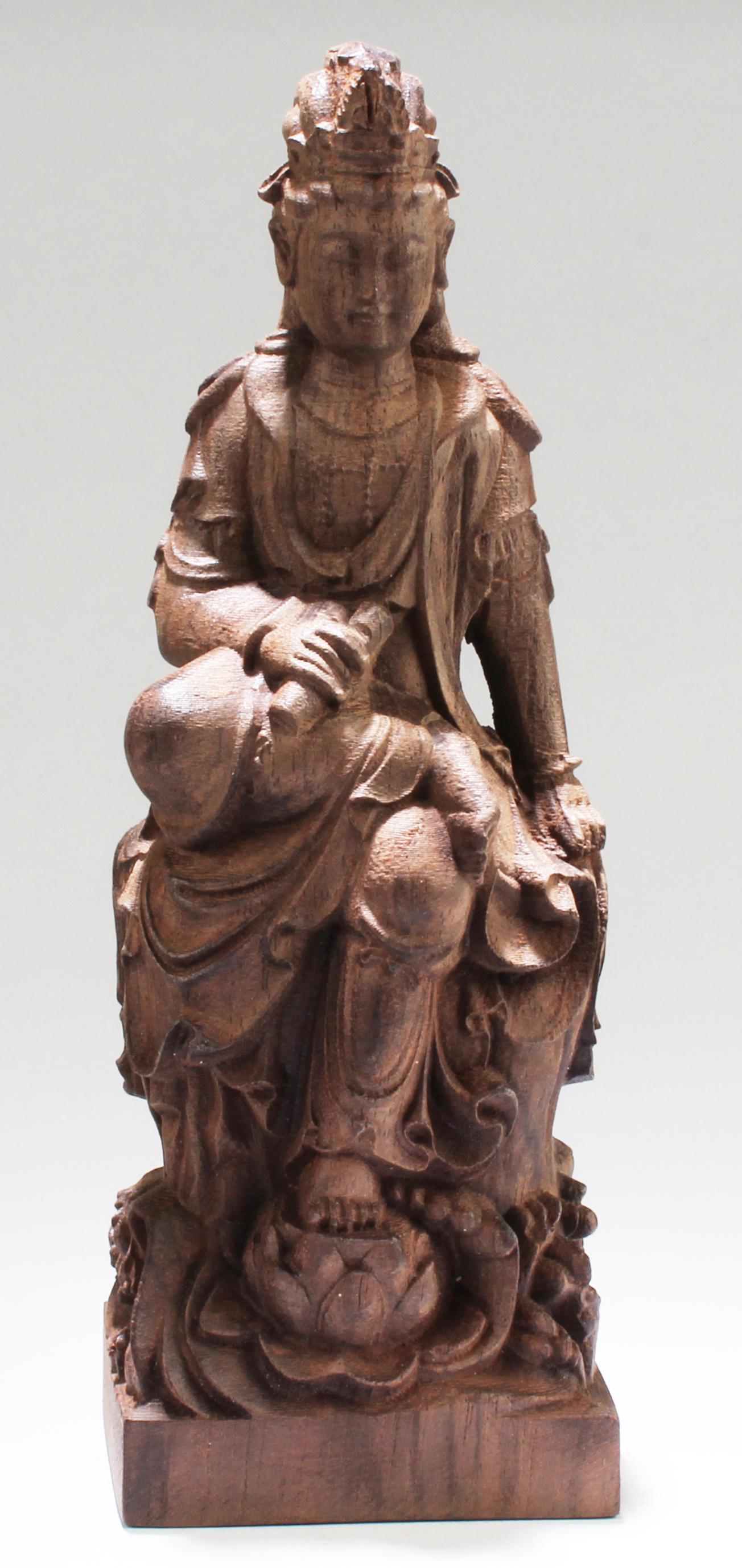 Chinese Hardwood Carved Bodhisattva Statue (1 of 4)