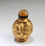 Antique Chinese Gilt Paste Carved Walnut Snuff Bottle