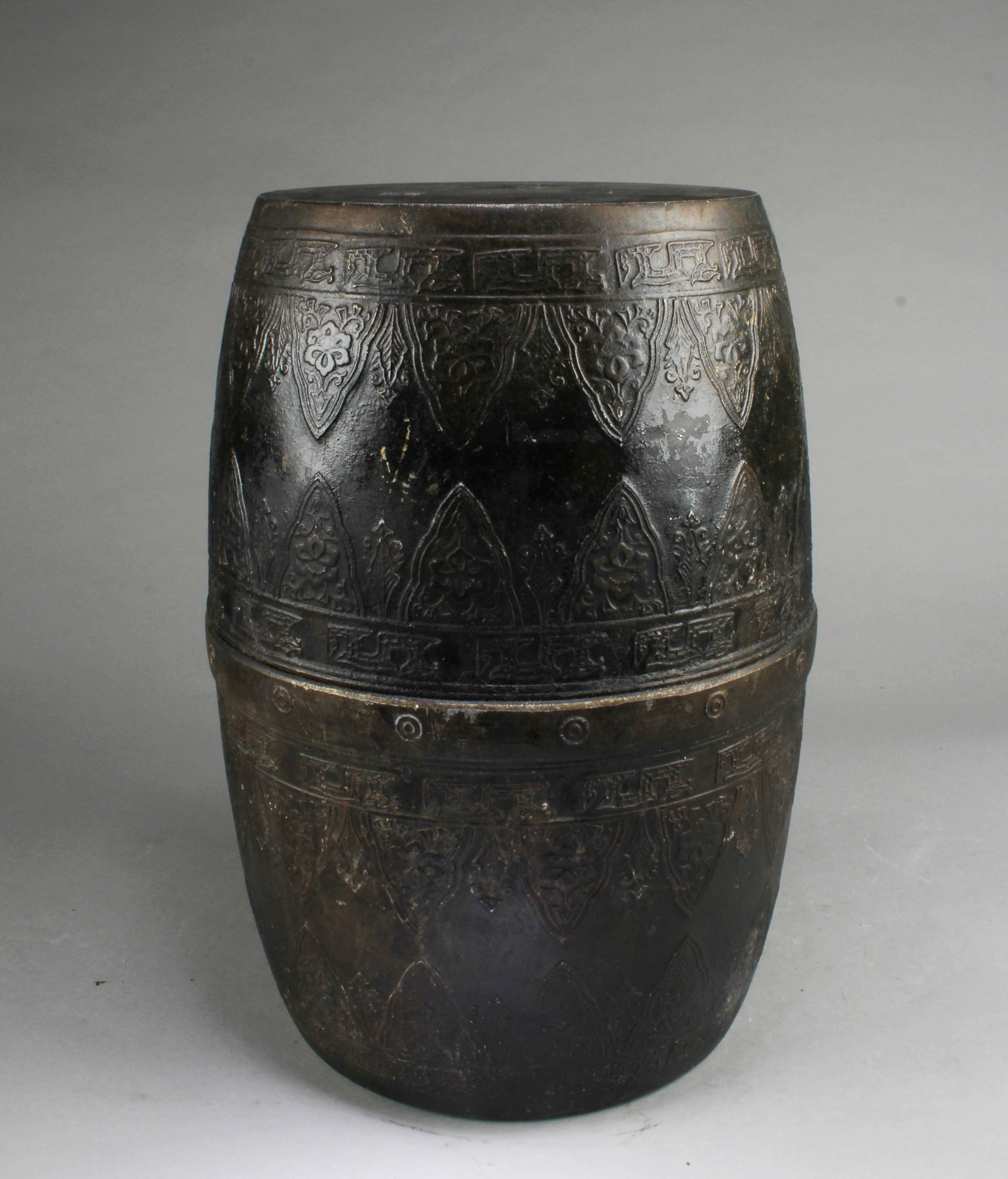 A Bronze Garden Stool: A Bronze Garden Stool. Height: 17"