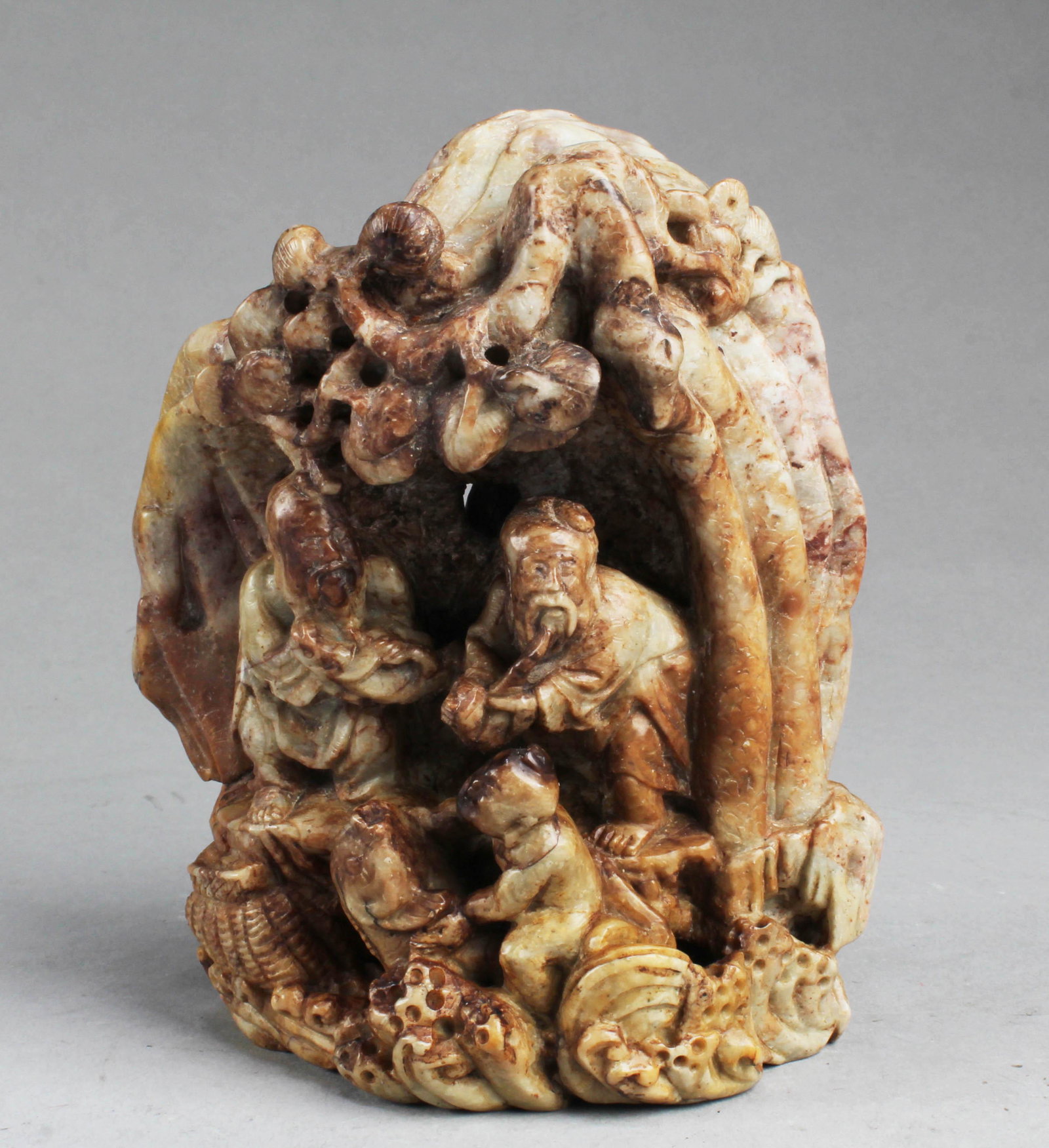 A Carved Soapstone Ornament: A Carved Soapstone Ornament. Height: 6.5"