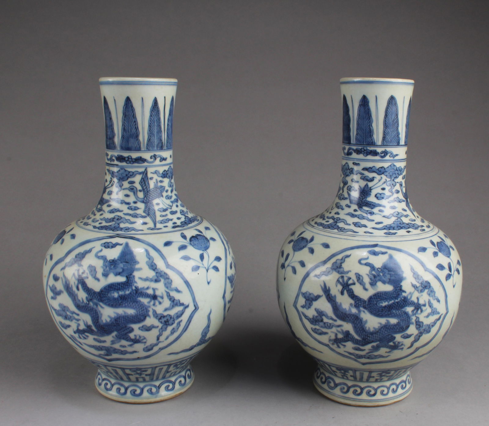 A Pair of Chinese Blue & White Porcelain Vases (1 of 4)