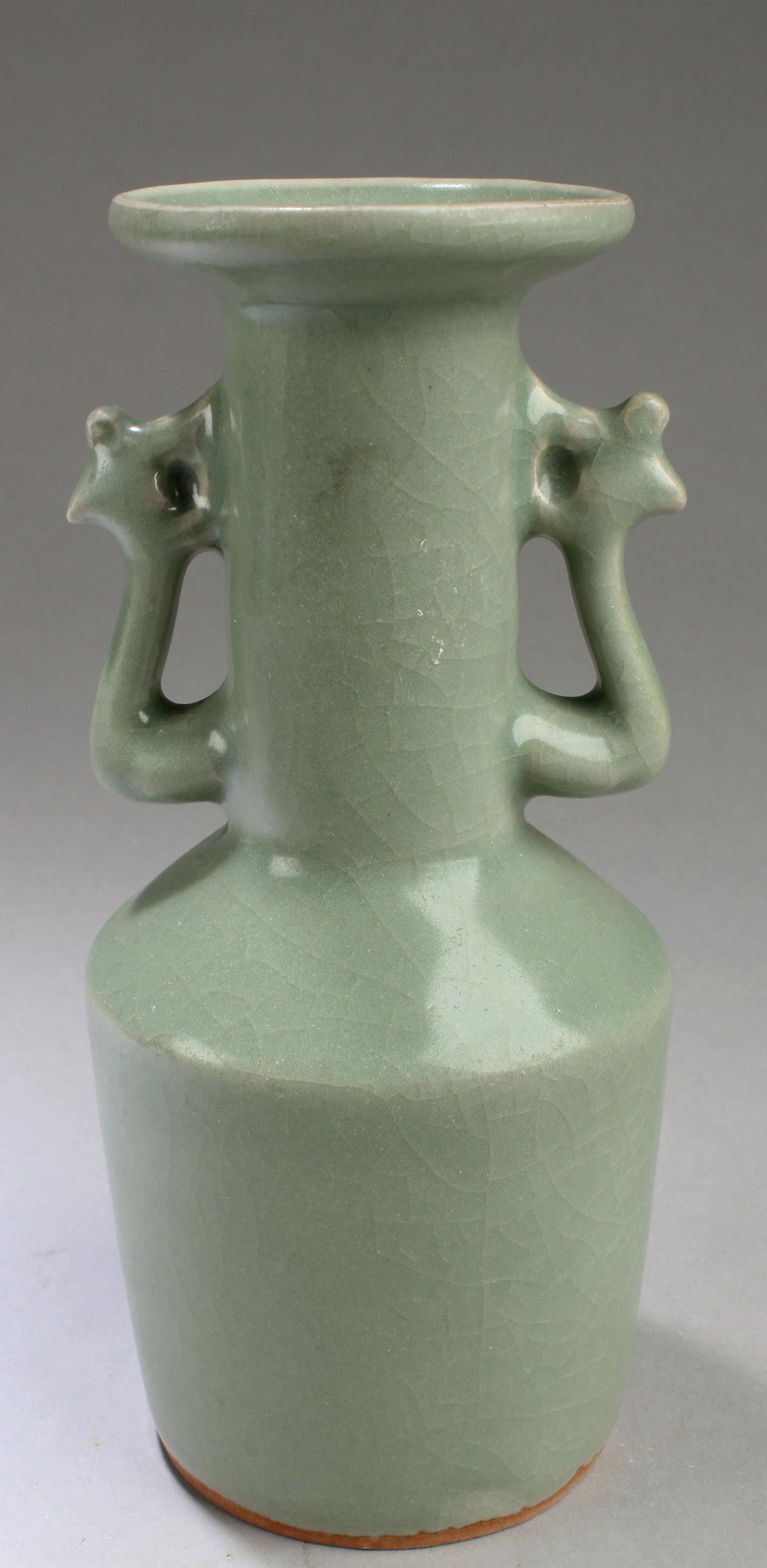 CELADON GLAZED BOTTLE VASE WITH PHOENIX HANDLES (1 of 3)