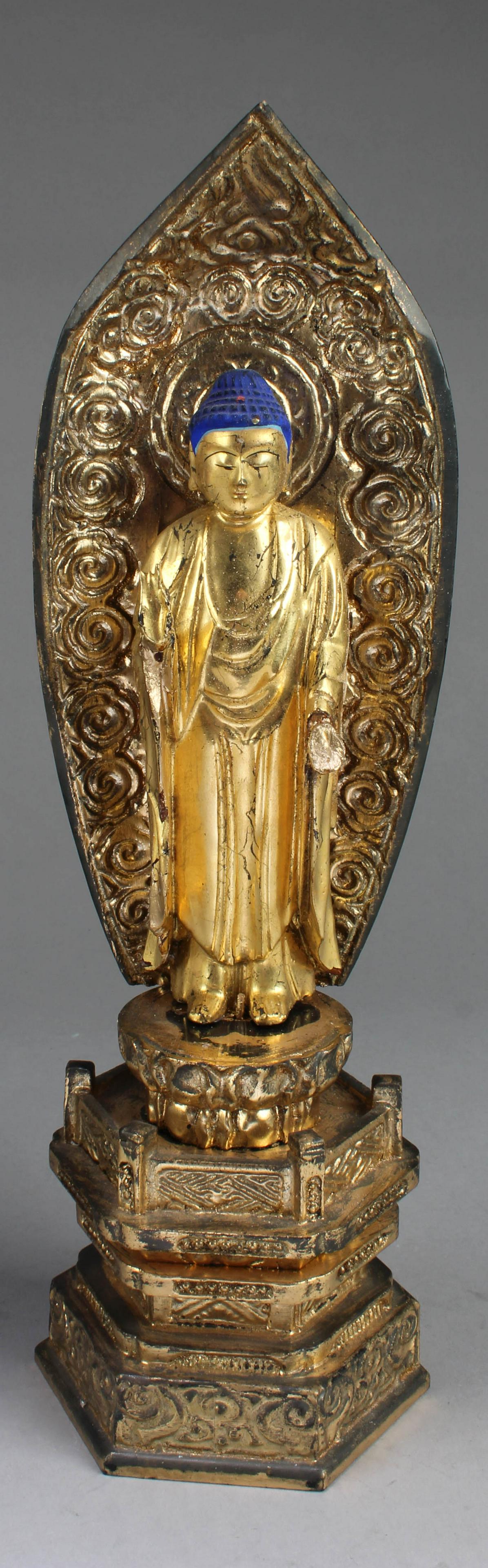 A Carved Wooden Standing Buddha Statue (1 of 6)