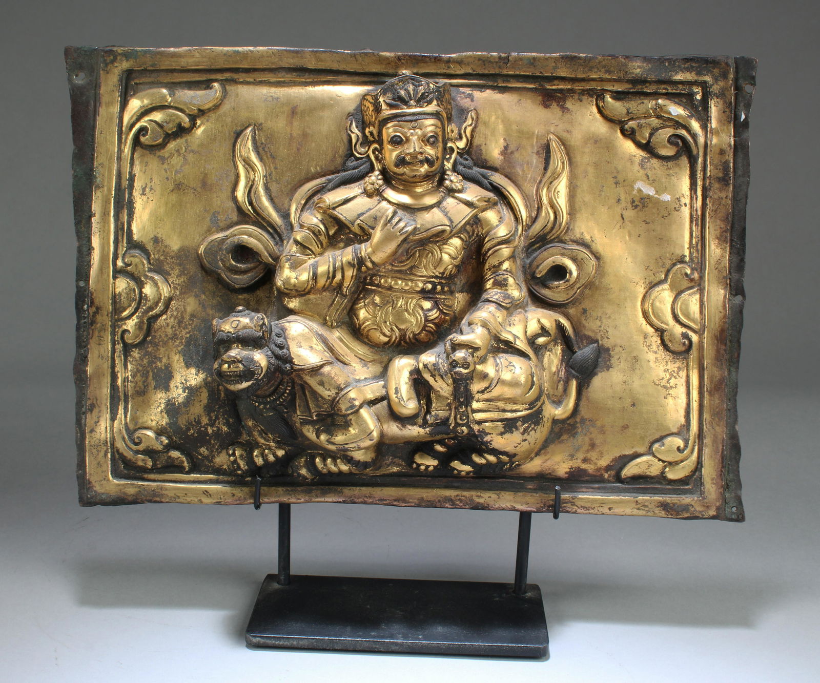 Gilt Bronze Tibetan Buddhist Sculpture Plaque (1 of 2)