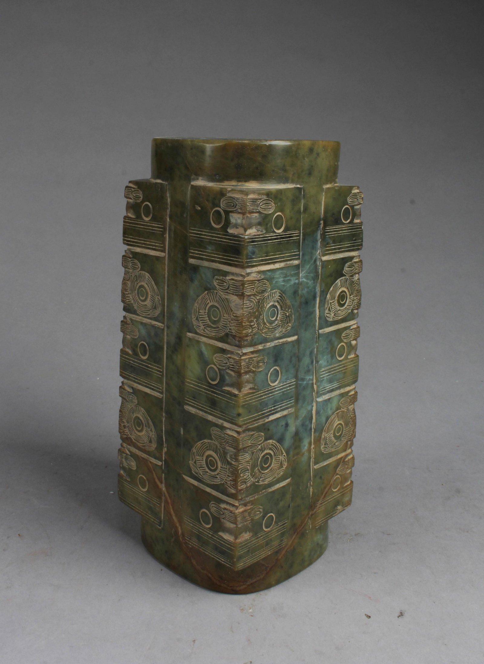 Chinese Jadestone 'Cong' Vase (1 of 4)