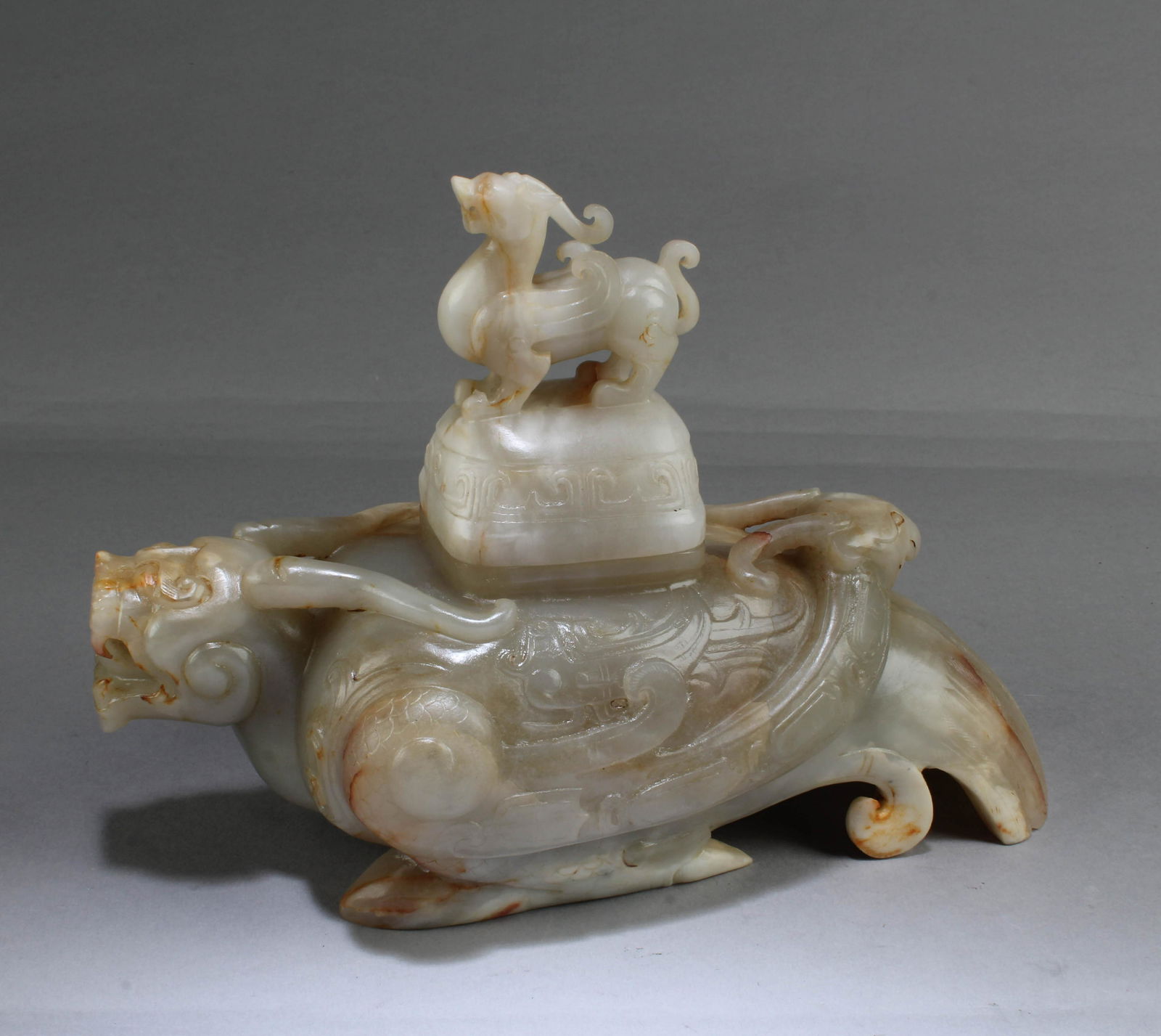 A Carved Jade Mythical Beast Ornament (1 of 4)