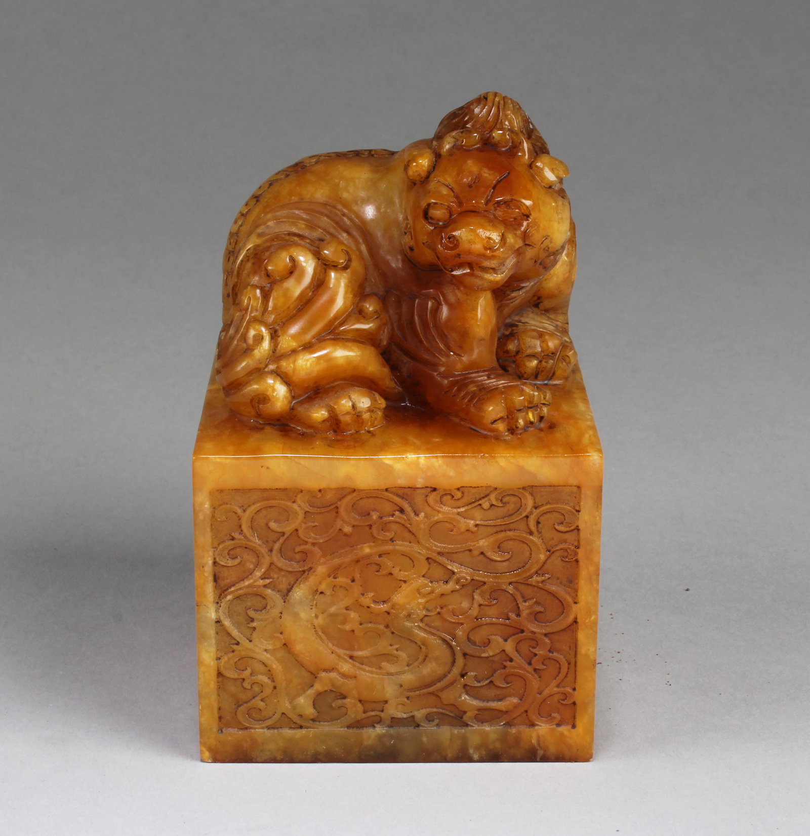 A Soapstone Seal: A Soapstone Seal. Height: 4.75"