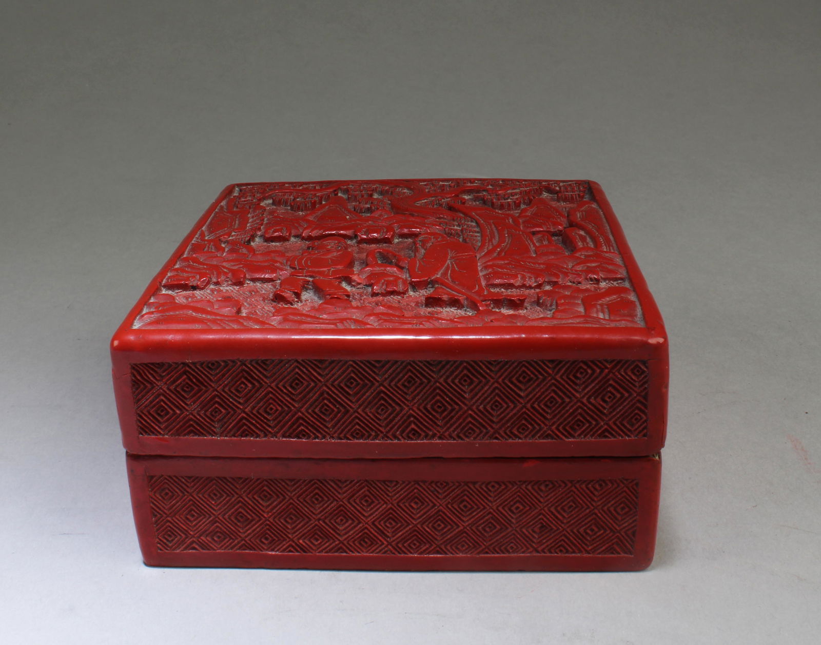 Chinese Square Shaped Cinnabar Lacquer Box (1 of 5)