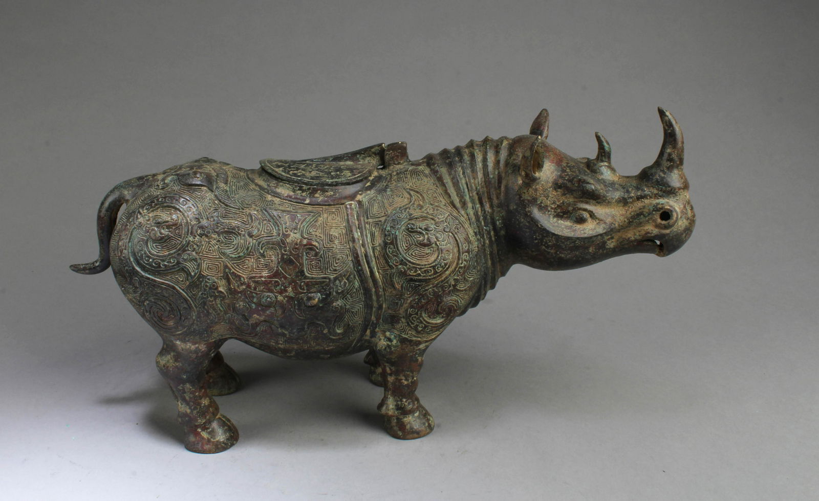 Chinese Bronze Rhinoceros Statue (1 of 5)