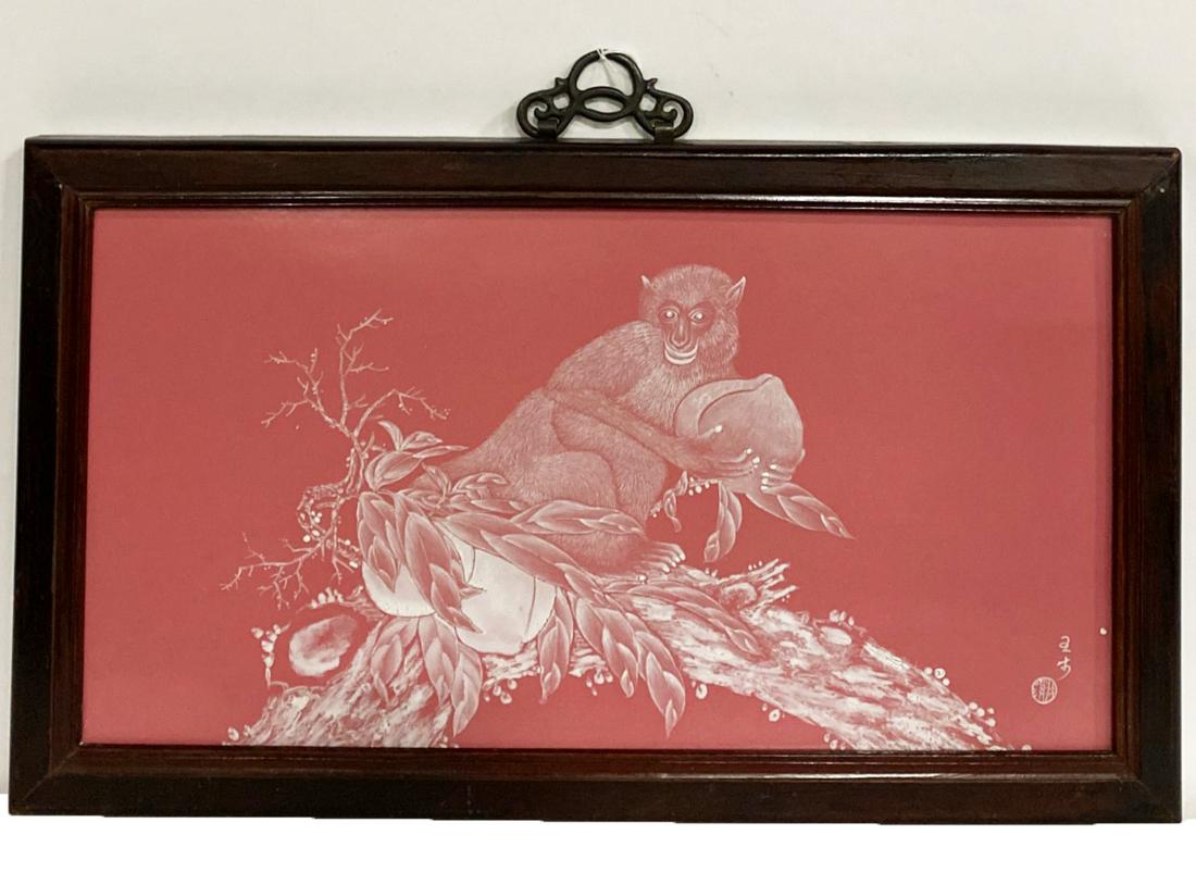 A Hardwood Framed Porcelain Plaque (1 of 3)