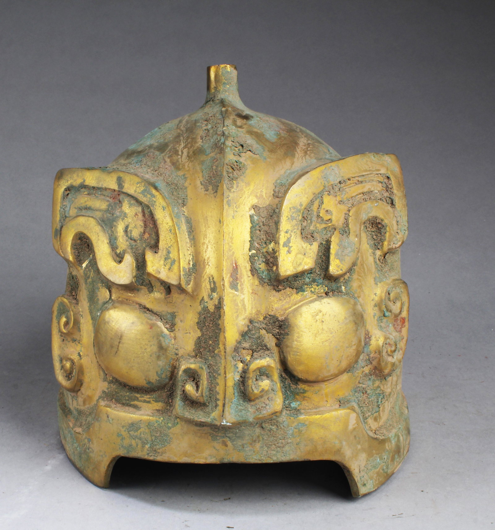 A Bronze Helmet: A Bronze Helmet. Height: 8.5"