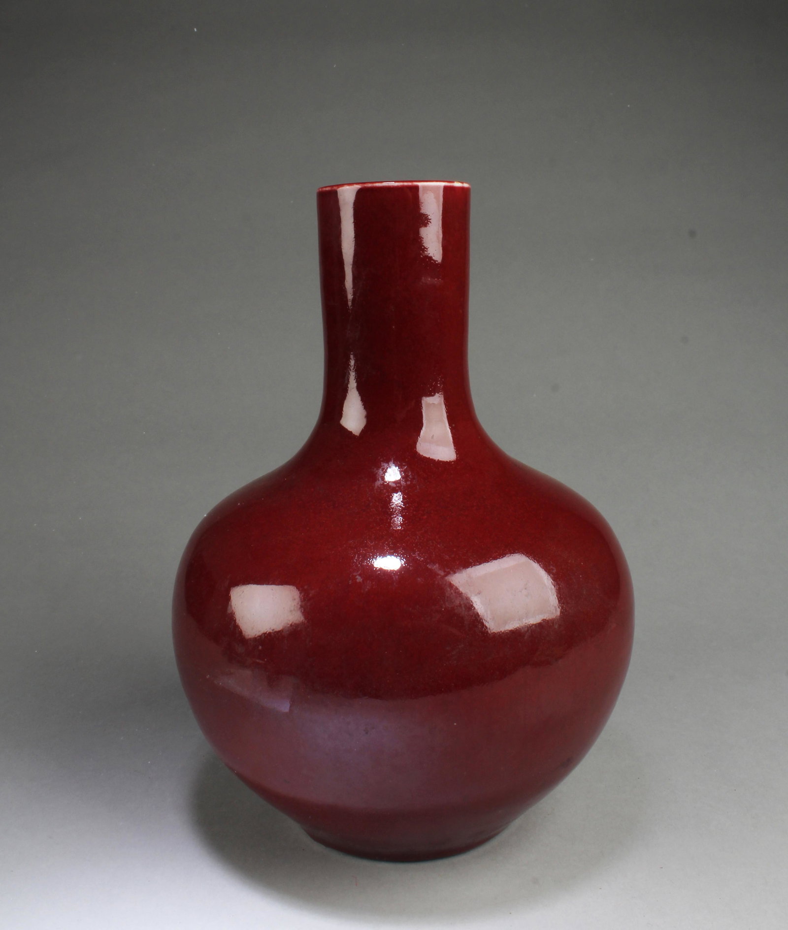 Chinese Ox Blood Color Vase: Chinese Ox Blood Color Vase. Height: 13"