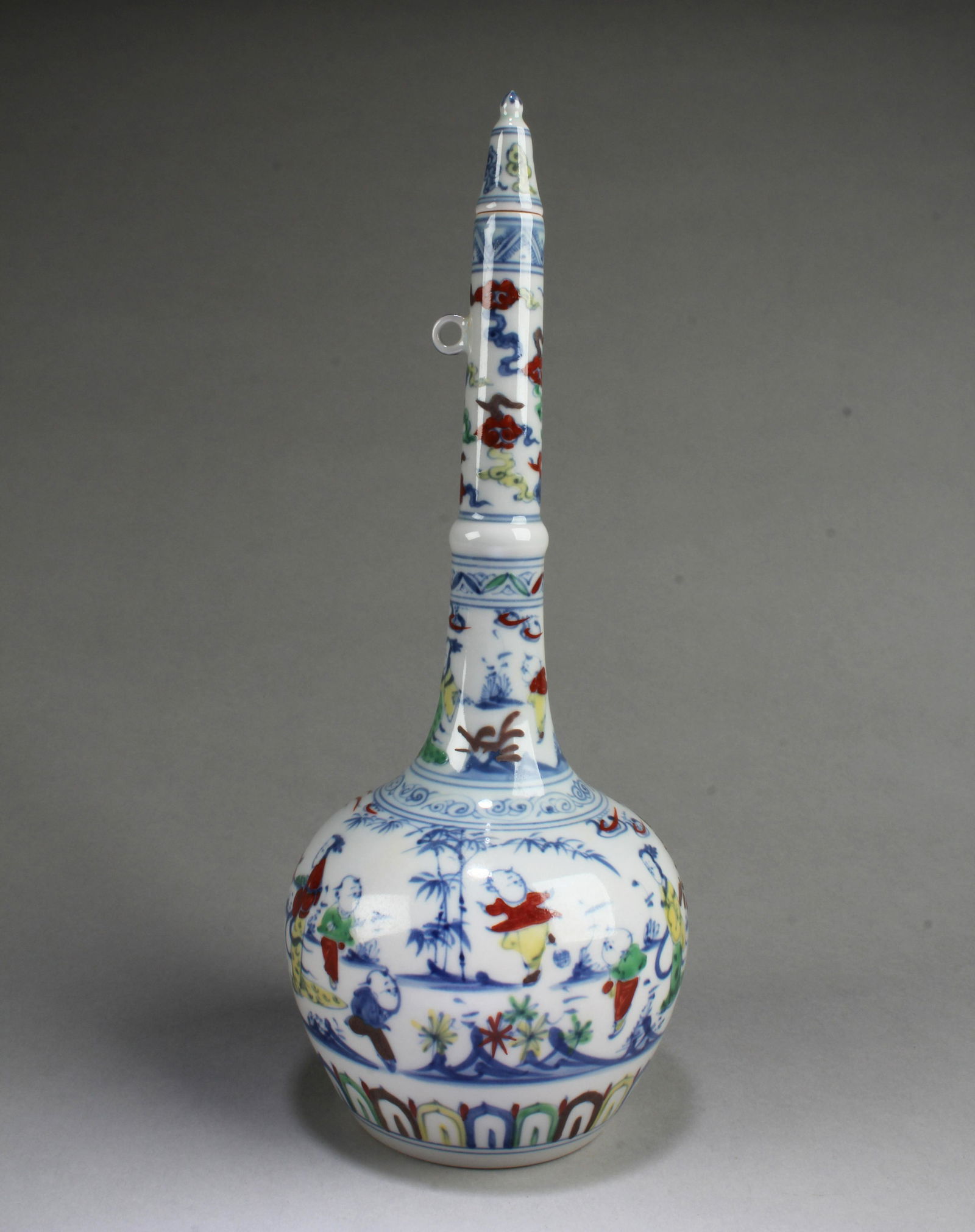 Chinese Polychrome Vase with Lid (1 of 5)