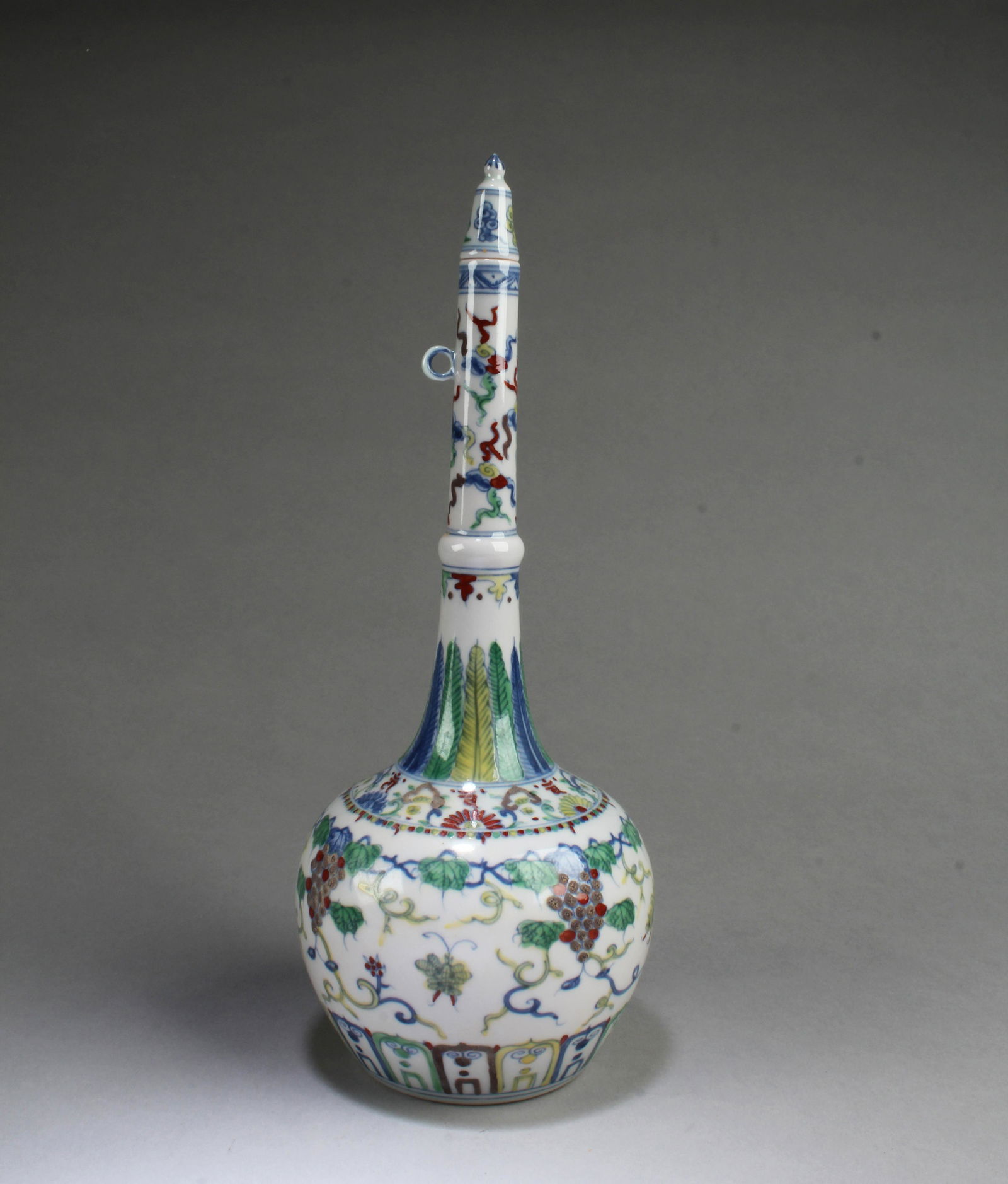 Chinese Polychrome Vase with Lid (1 of 5)