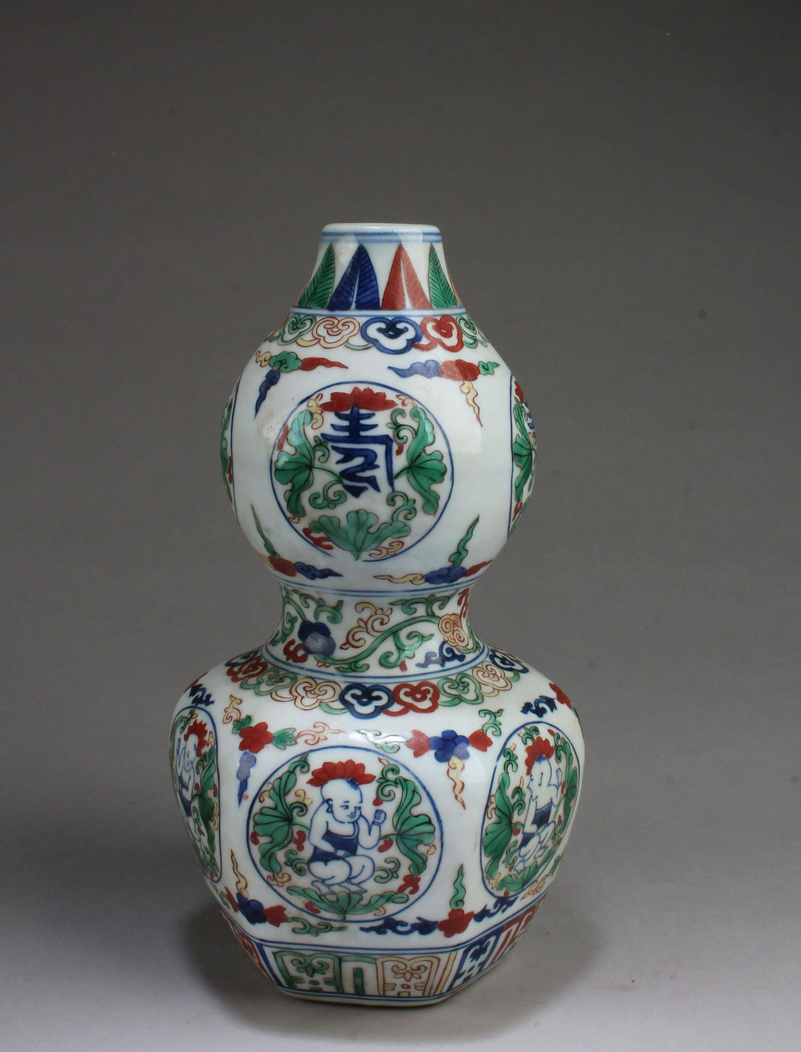 Chinese Polychrome Double Gourd Vase (1 of 4)