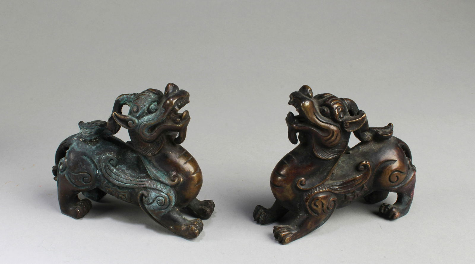 A Pair of Chinese Bronze Mythical Beast Figurines (1 of 4)