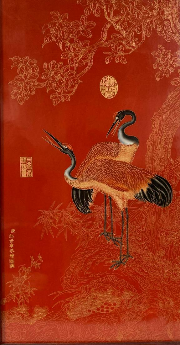 Chinese Hardwood Framed Porcelain Plaque (1 of 3)