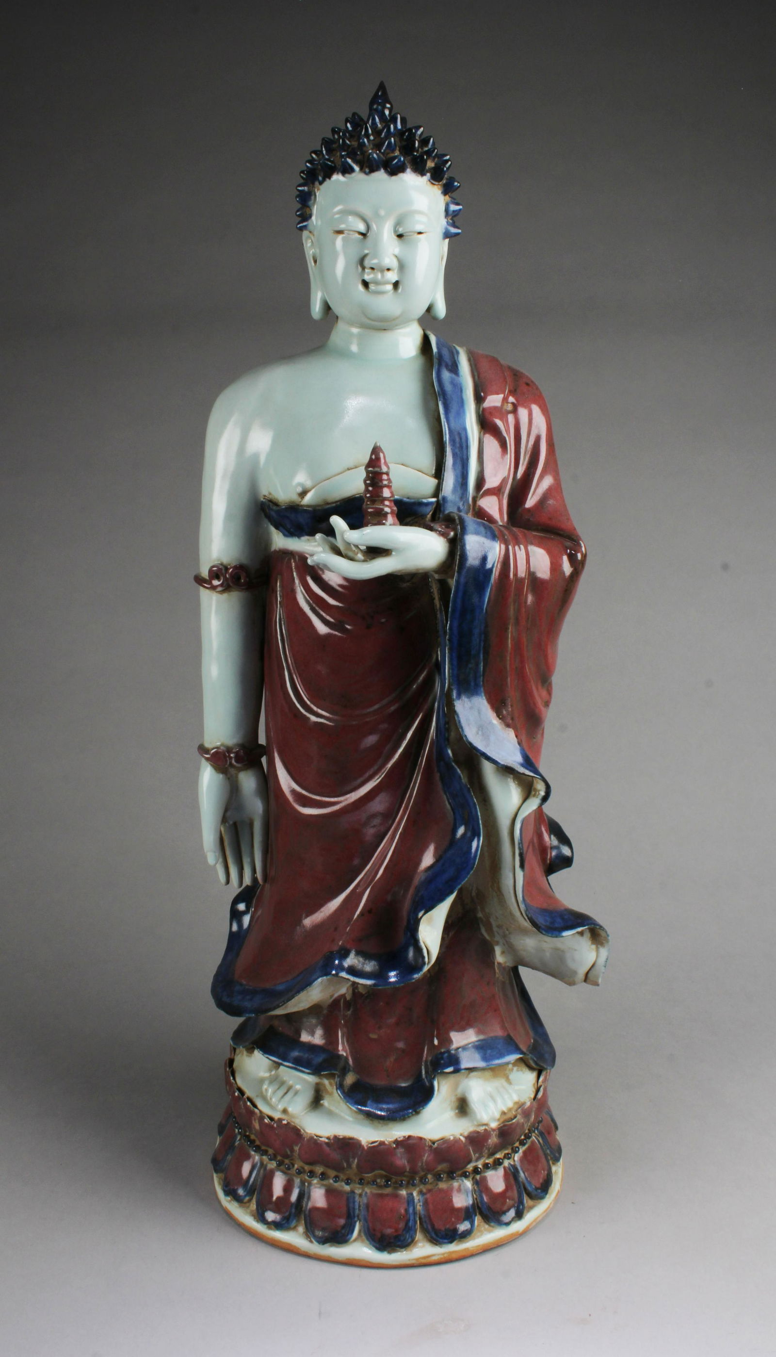 Chinese Porcelain Standing Buddha Statue (1 of 5)
