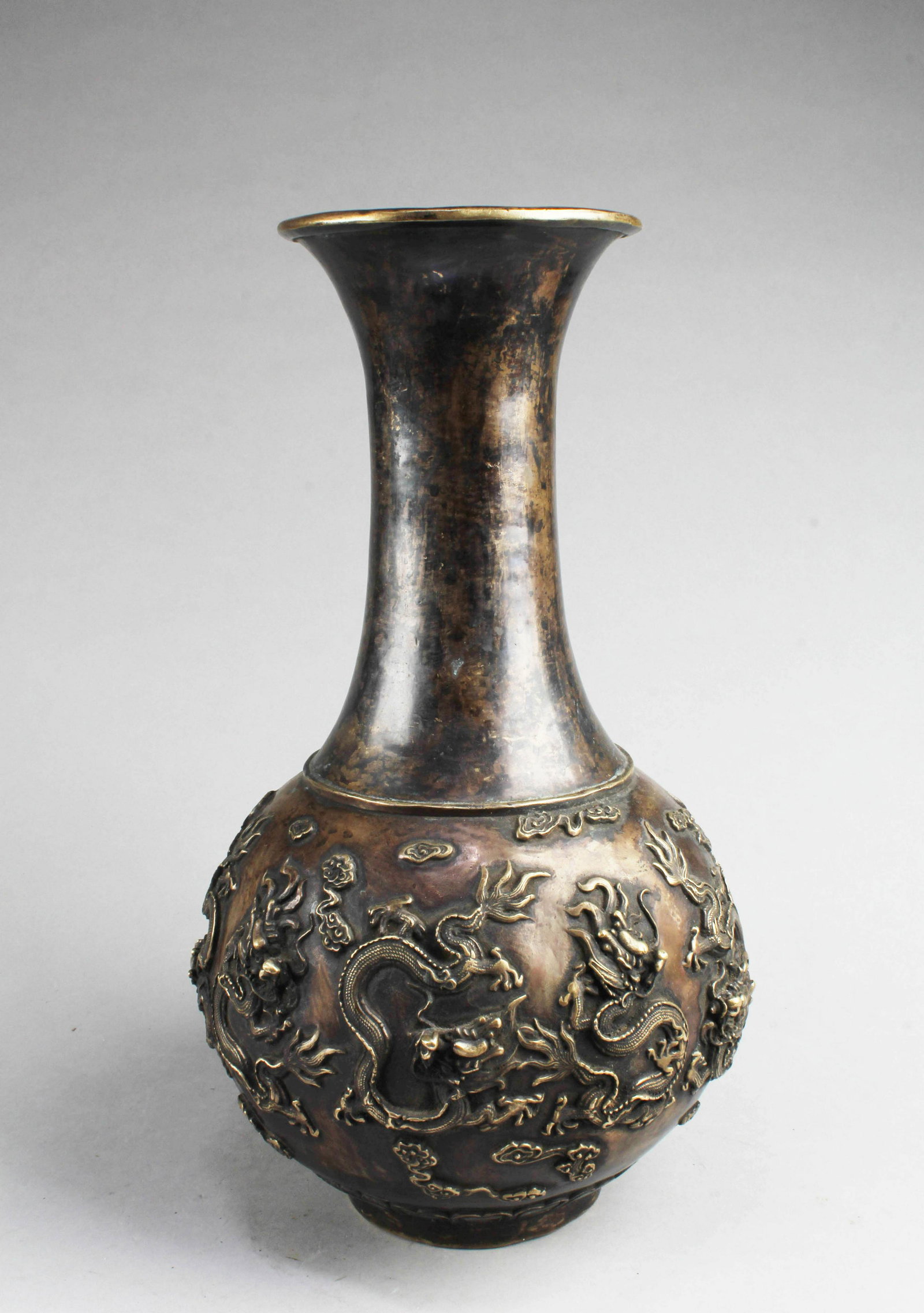 A Bronze Vase: A Bronze Vase. 'XuanDe' mark at base. Height: 16.5"