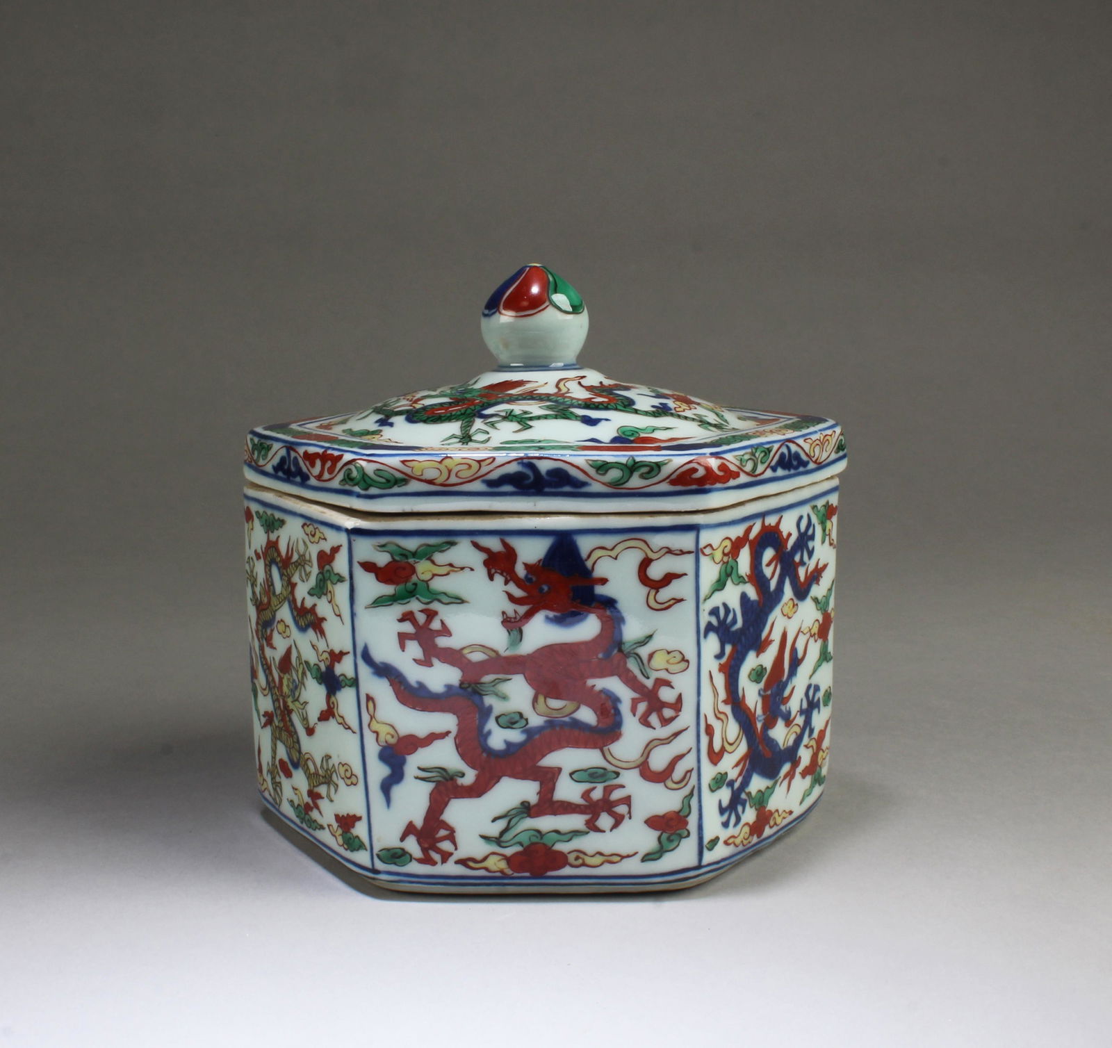 Chinese Hexagonal Shaped Porcelain Container (1 of 6)