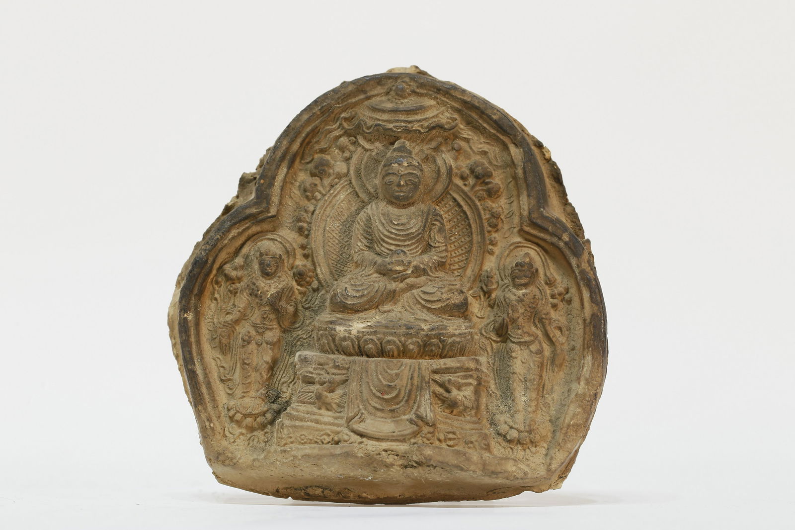 A 15-16th century Tibetan painted clay caca (1 of 4)