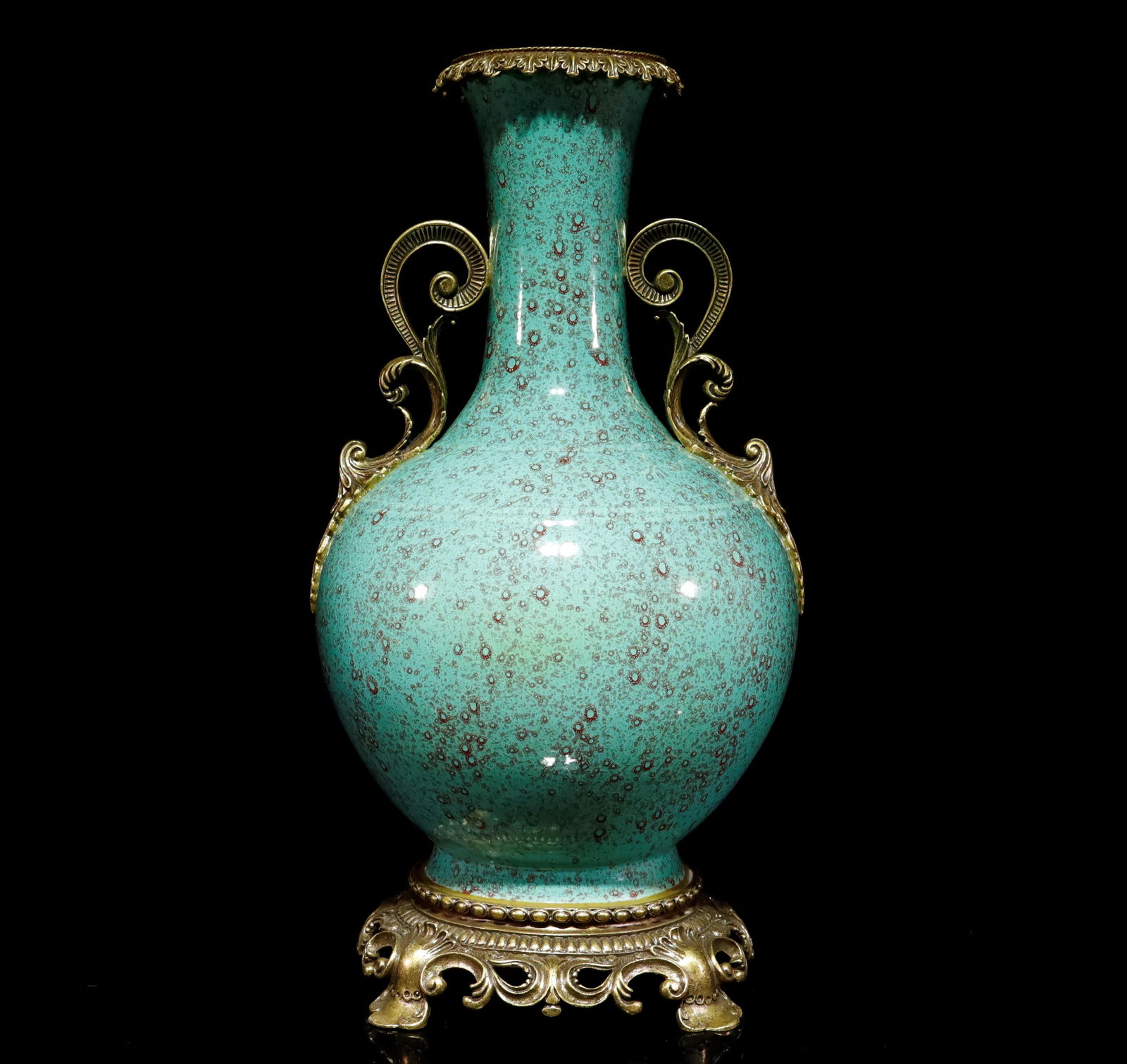 A Rare Copper-decorated Robin's Egg 'Chord' Vase (1 of 10)