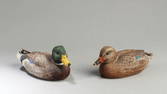 Two Carved Wooden Mandarin Ducks Figurine