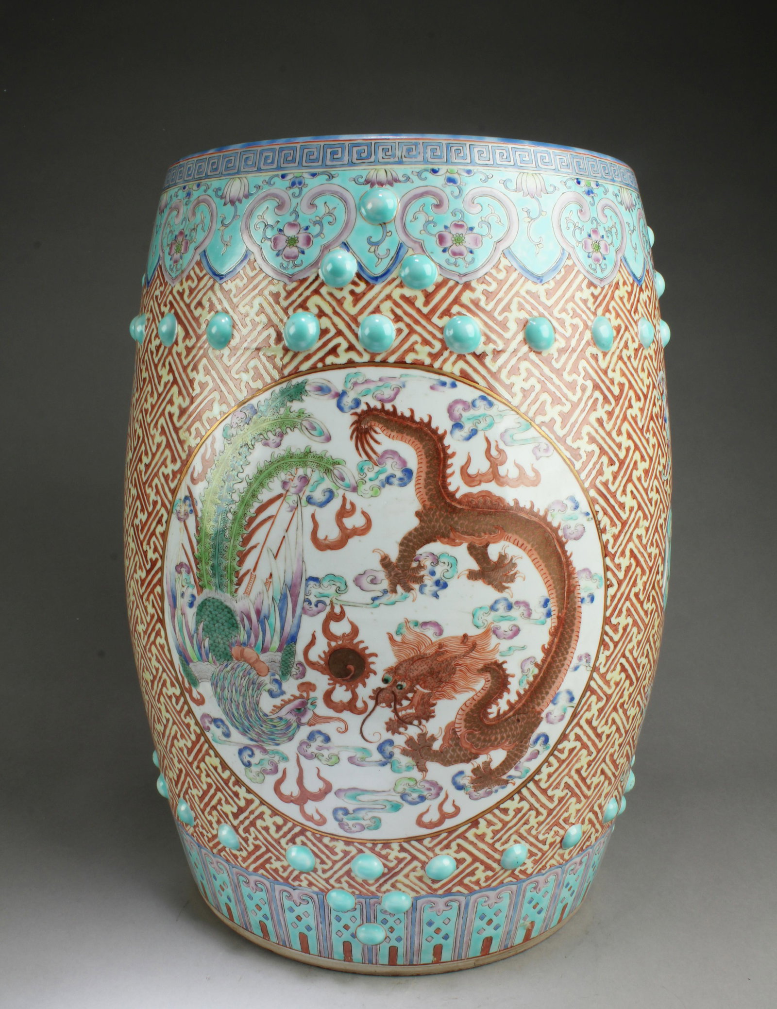 Chinese Famille Rose Porcelain Garden Stool: Chinese Famille Rose Porcelain Garden Stool. Diameter: 12.5" Height: 19.5"