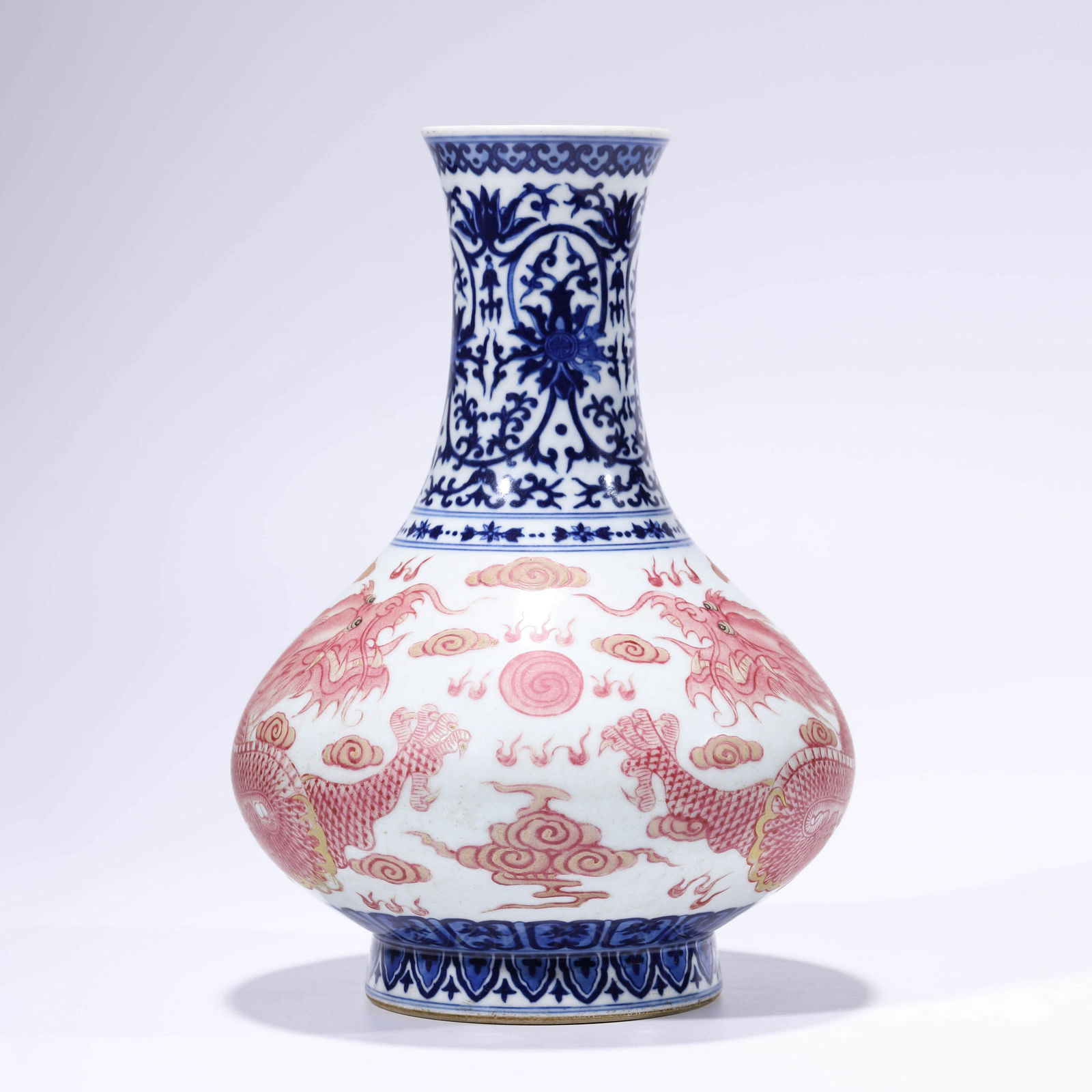 An underglazed-blue and iron-red dragon playing bottle (1 of 8)