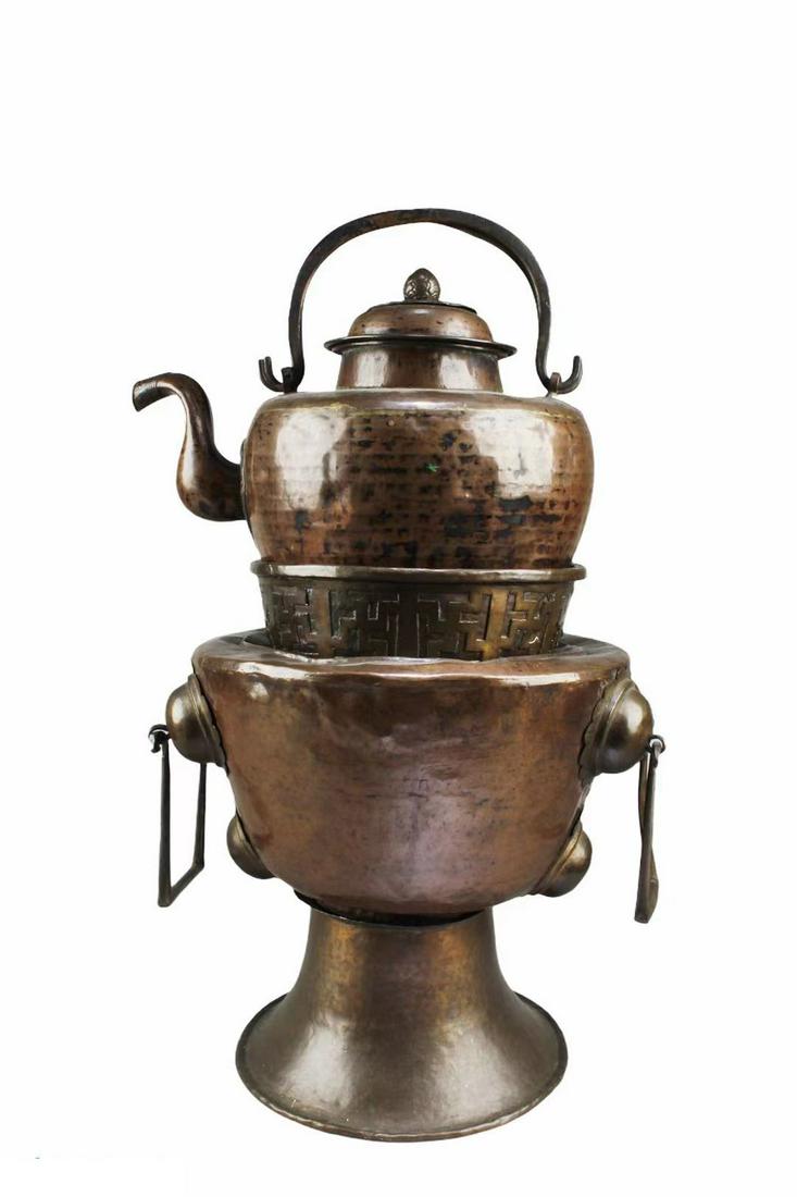 Antique Copper Western Tibet Teapot Set (1 of 12)