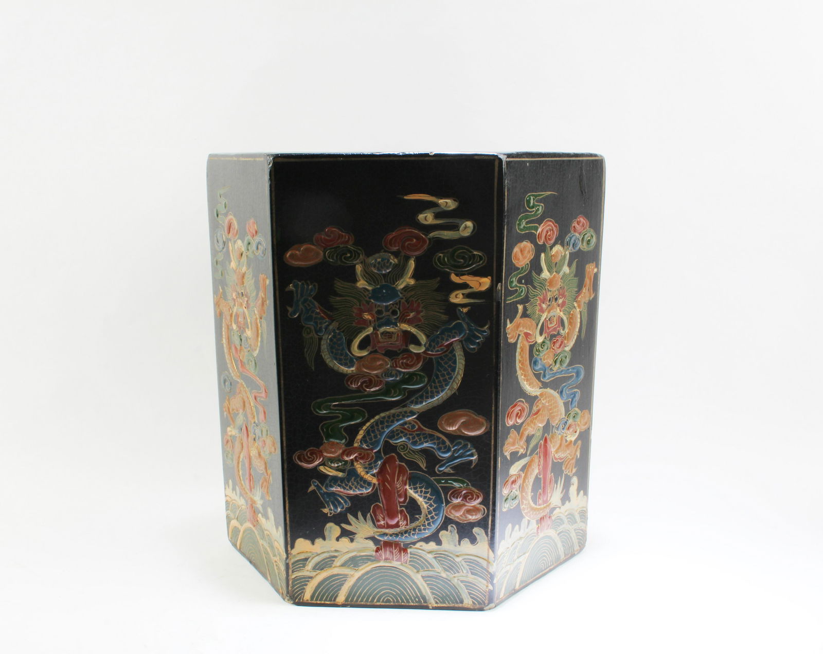 Chinese Hexagonal-shaped Lacquer Brushpot (1 of 7)