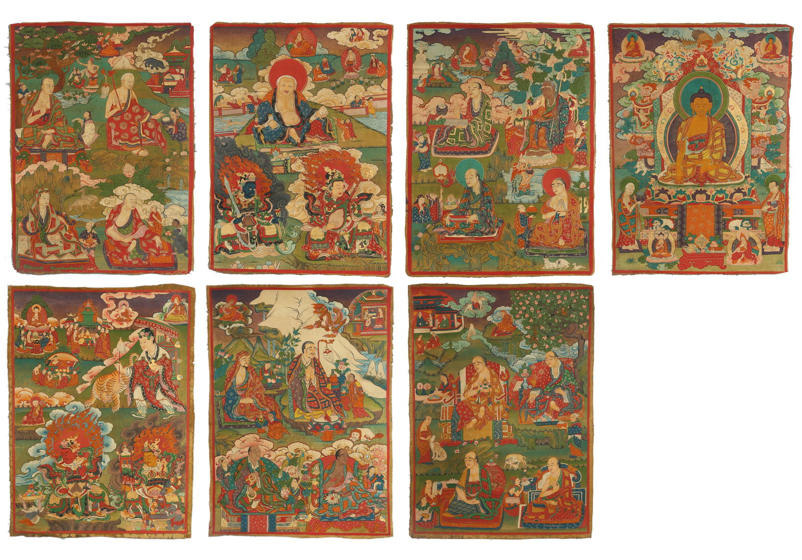 A Set of 7 Thangka (1 of 8)